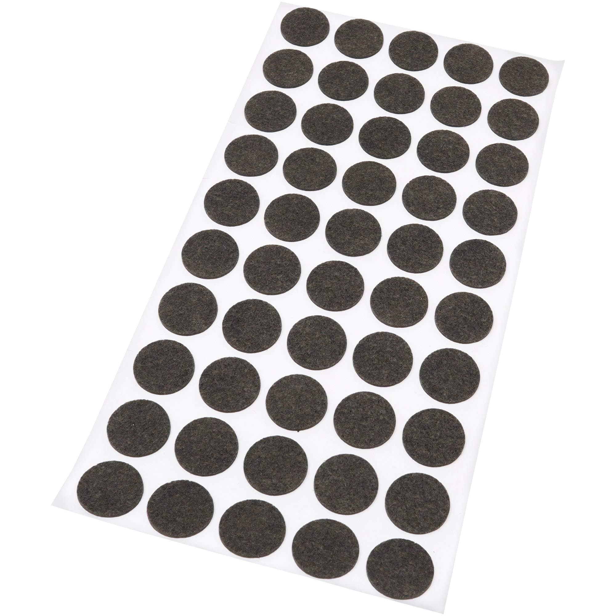 Adsamm / 50 x self-Stick Felt Pads/Ø 0.79'' (Ø 20 mm) / Brown/Round/self-Adhesive Furniture Glides with Felt Thickness of 0.059'' / 1.5 mm