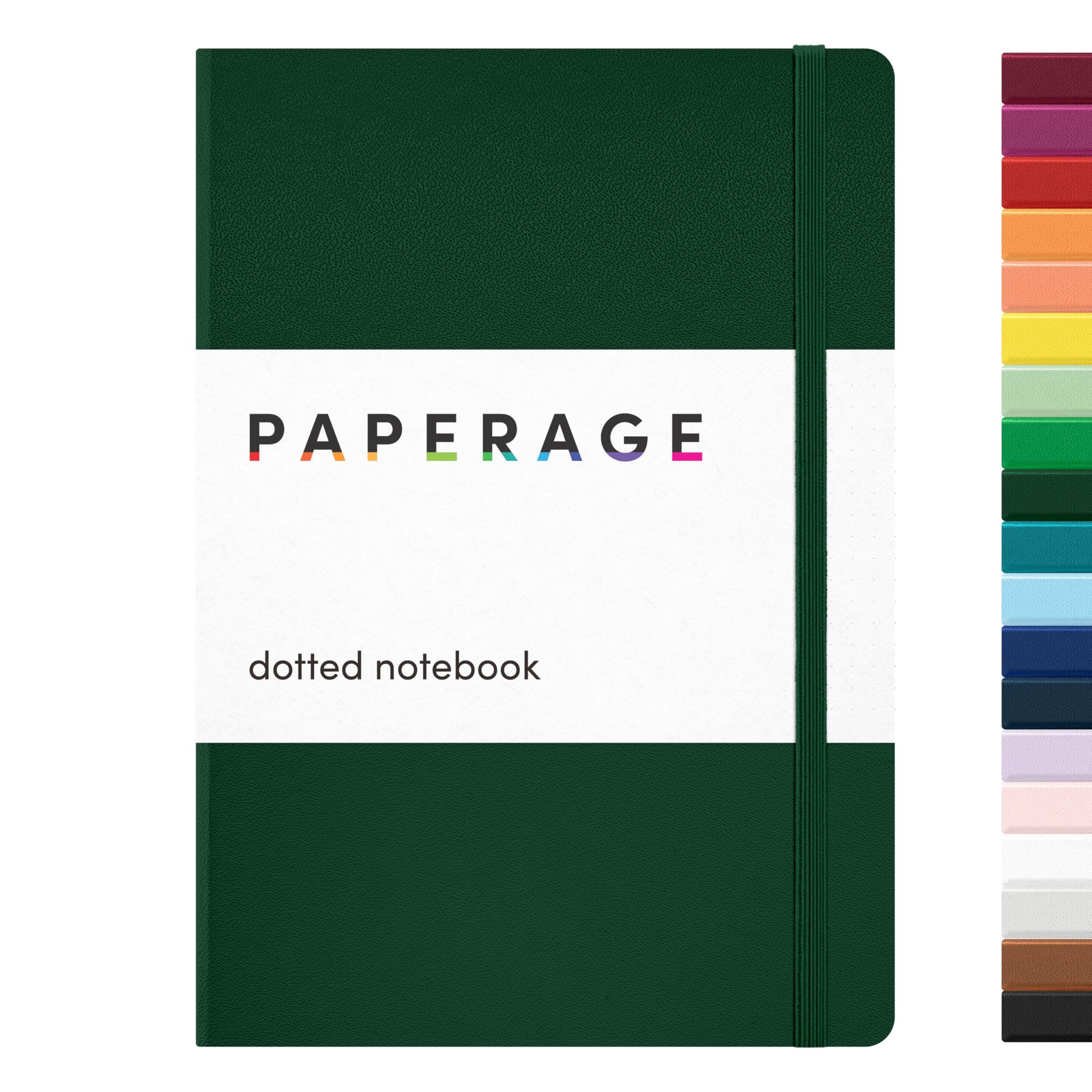 PAPERAGE Dotted Journal Notebook, (Dark Green), 160 Pages, Medium 5.6 in x 8 in - 100 GSM Thick Paper – Hardcover Journaling Notebook for Work, School & Bullet Journaling