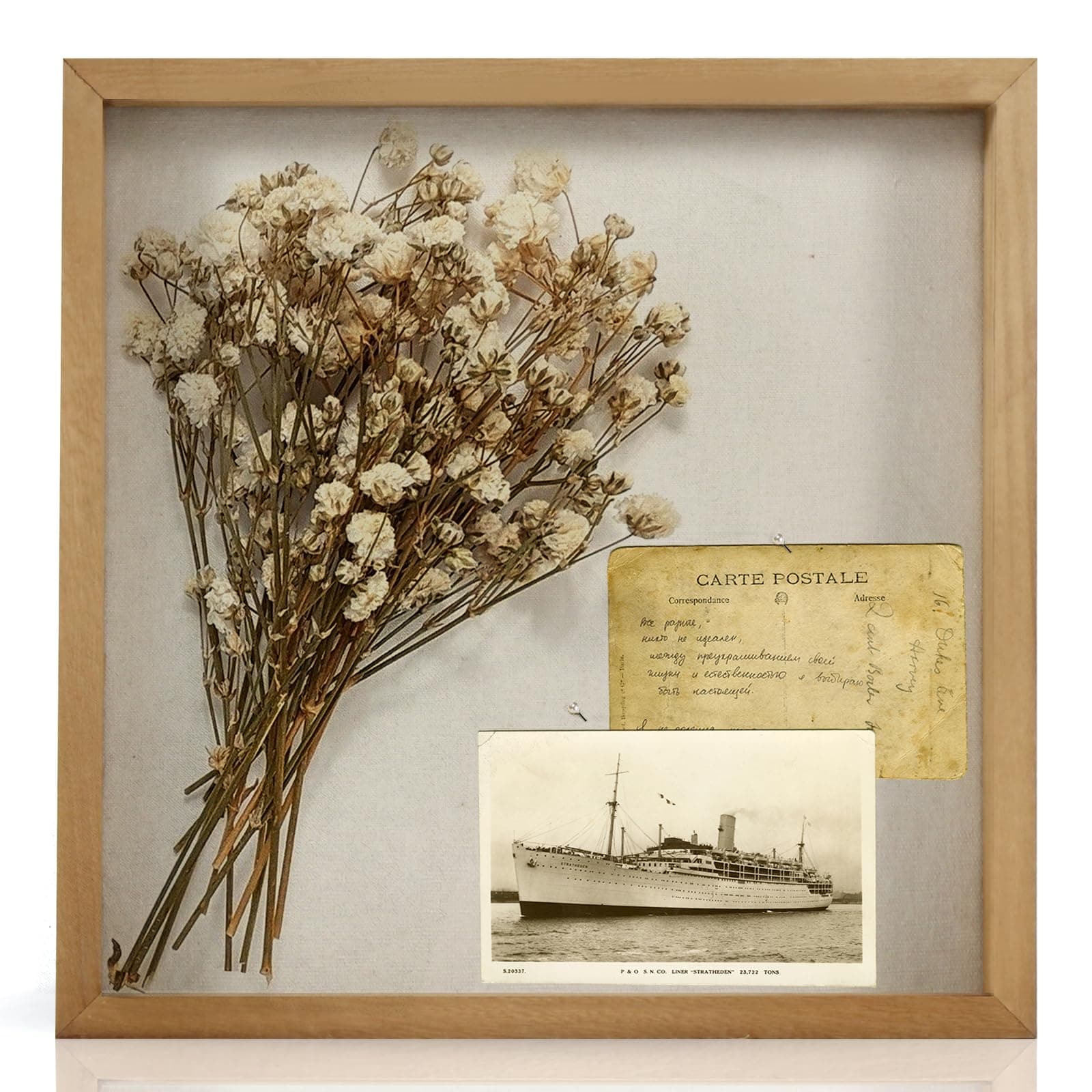 TJ.MOREE Shadow Box Frame 8 x 8 Shadowbox Display Case Picture Frame Memorabilia Wedding Bouquet Flowers Medals Military Photos Memory Box - Wood