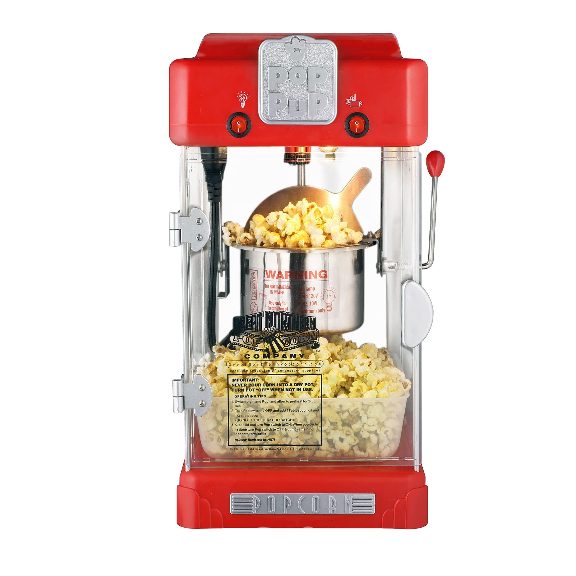 Great Northern Popcorn 2.5oz Pop Pup Popcorn Machine, Red