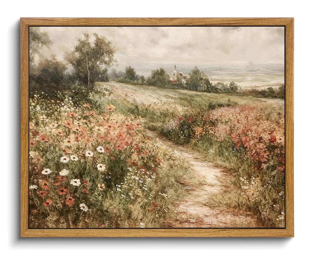 OIQArtOIQ Framed Vintage Wall Art Country Wildflower Canvas Art Paintings