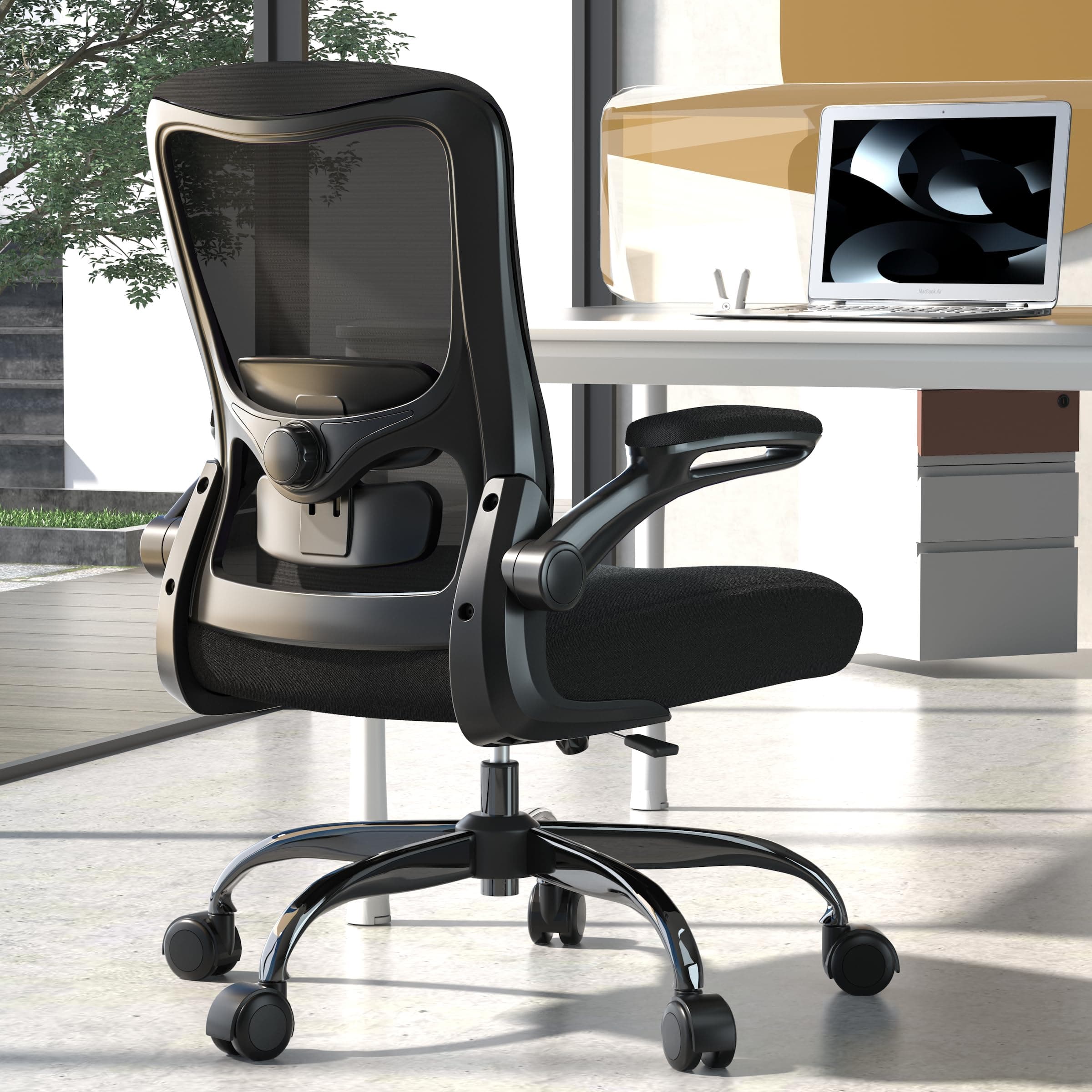 Zeonsit Ergonomic Office Chair - High Back Desk Chair with Adjustable Lumbar Support, Breathable Mesh Back, 330LBS Capacity, Easy Assembly, for Home Office Executive Computer Task (Solid-Black)