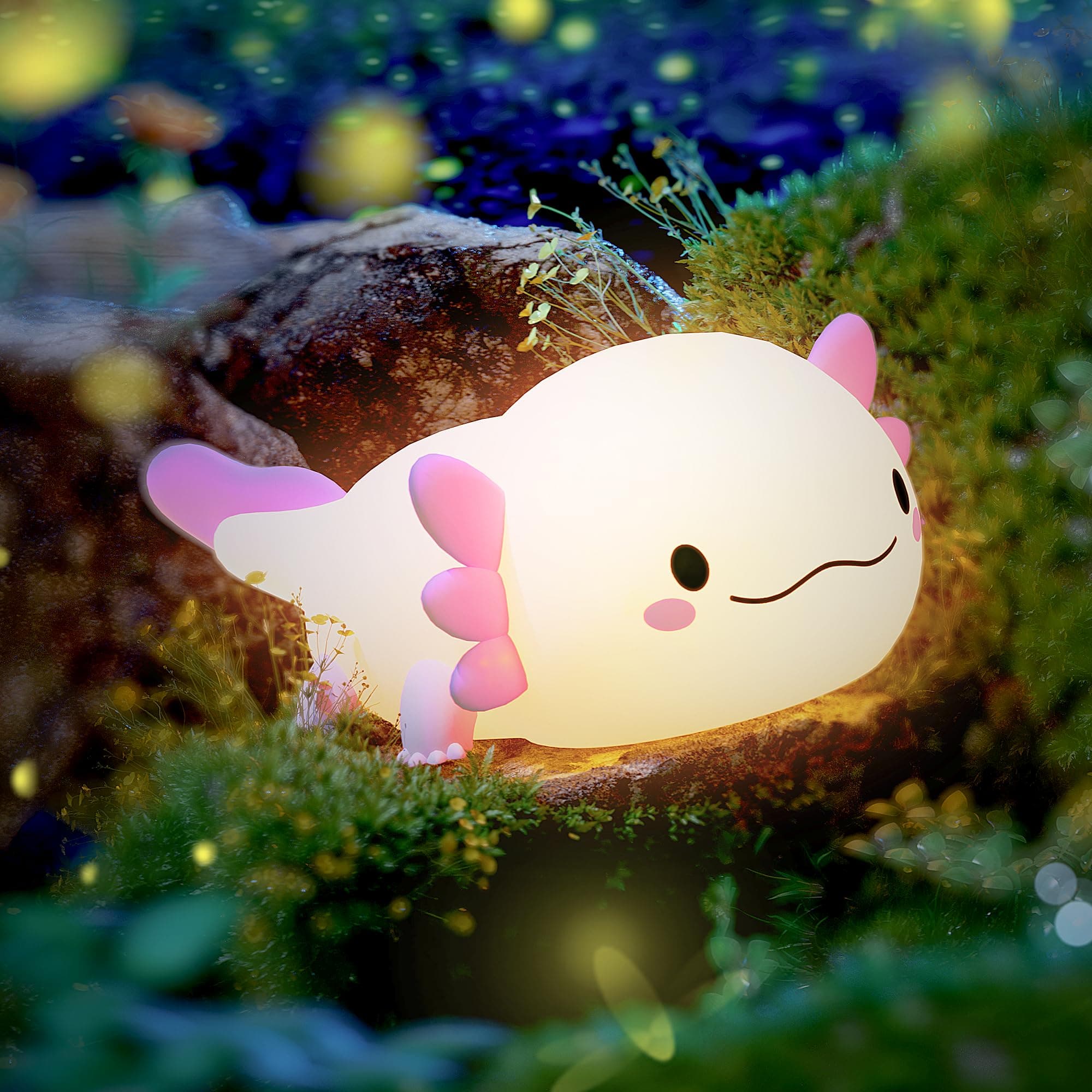 UNEEDE Axolotl Night Light for Kids,Animal Silicone Nursery Night Lamp, Table Lamp Bedside Lamp,Cute Room Decor Night Light for Bedroom,Living Room,Dining,Desk Decorations,Gift