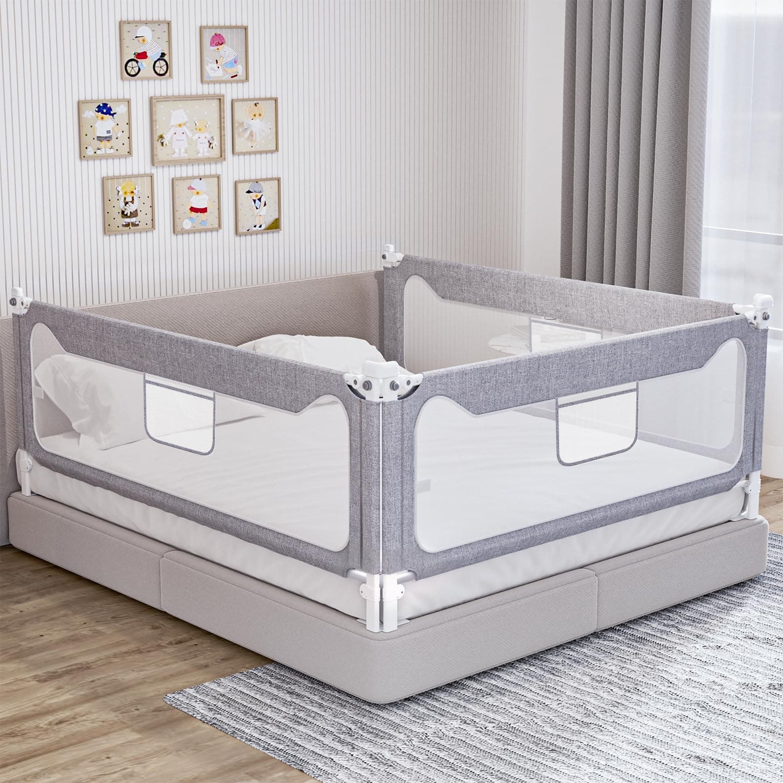 3 Pack Full Size Bed Rails for Toddlers, Upgrade Baby Bed Rail Guard