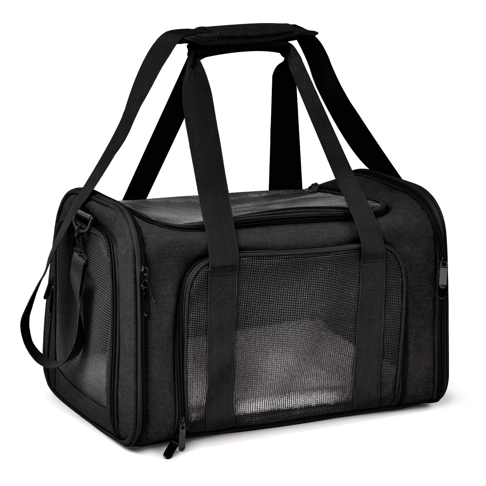 Henkelion Cat Carriers Dog Carrier Pet Carrier for Small Medium Cats Dogs Puppies up to 15 Lbs, TSA Airline Approved Small Dog Carrier Soft Sided, Collapsible Waterproof Travel Puppy Carrier - Black