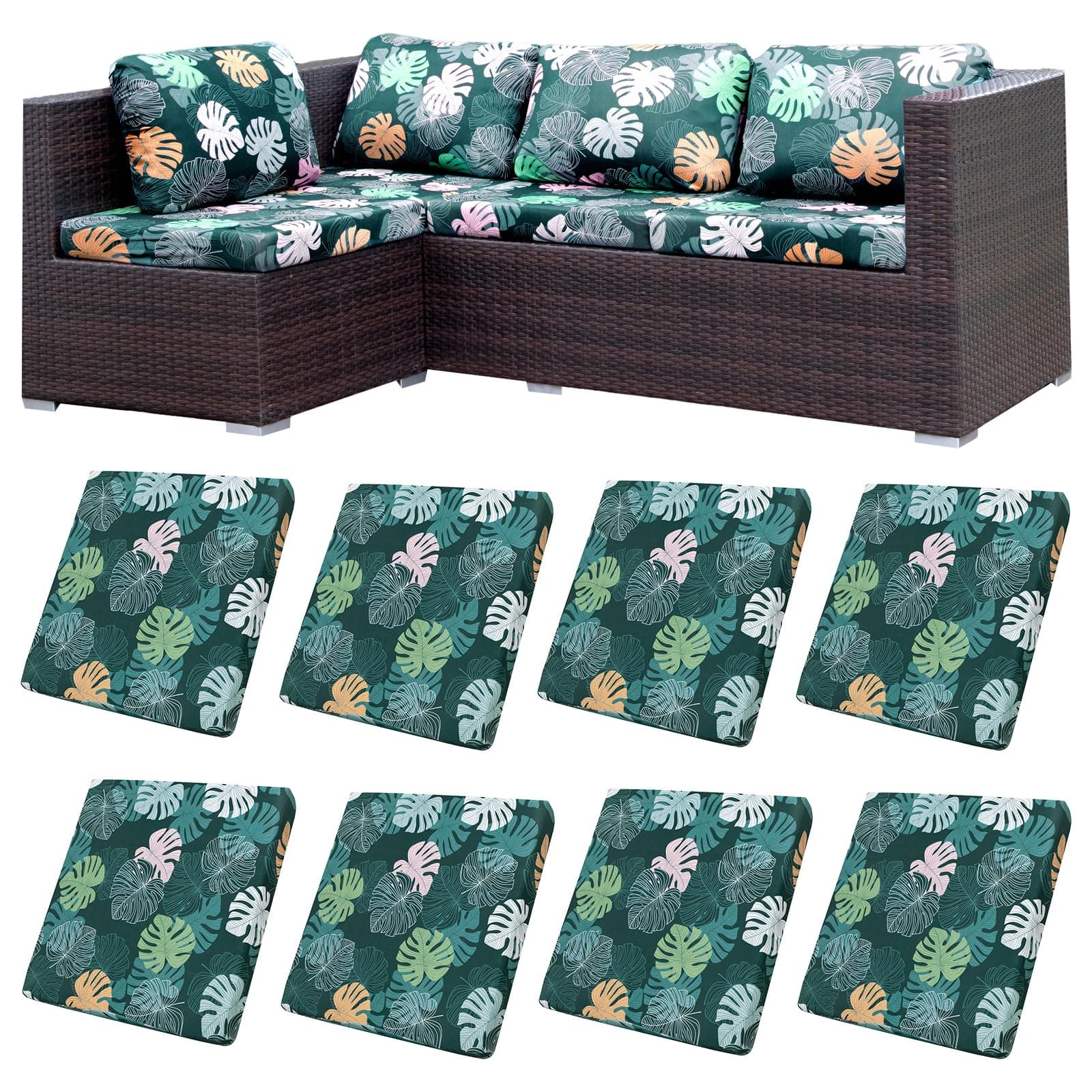 HANDONTIME Modern Plants Outdoor Cushion Covers 8pcs Couch Cushion Covers