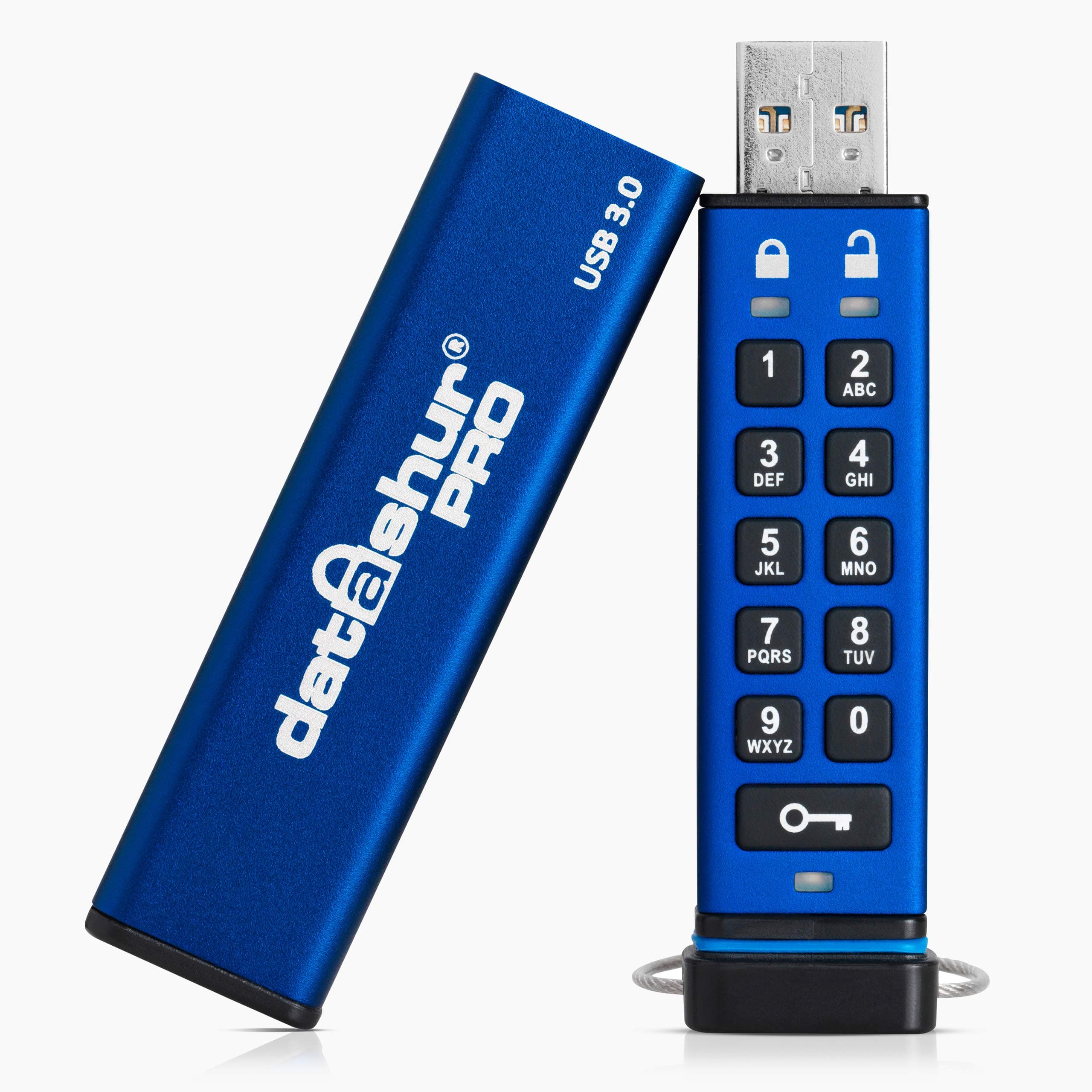 iStorage datAshur PRO 256-bit 4GB USB 3.0 Secure encrypted Flash Drive IS-FL-DA3-256-4, Blue