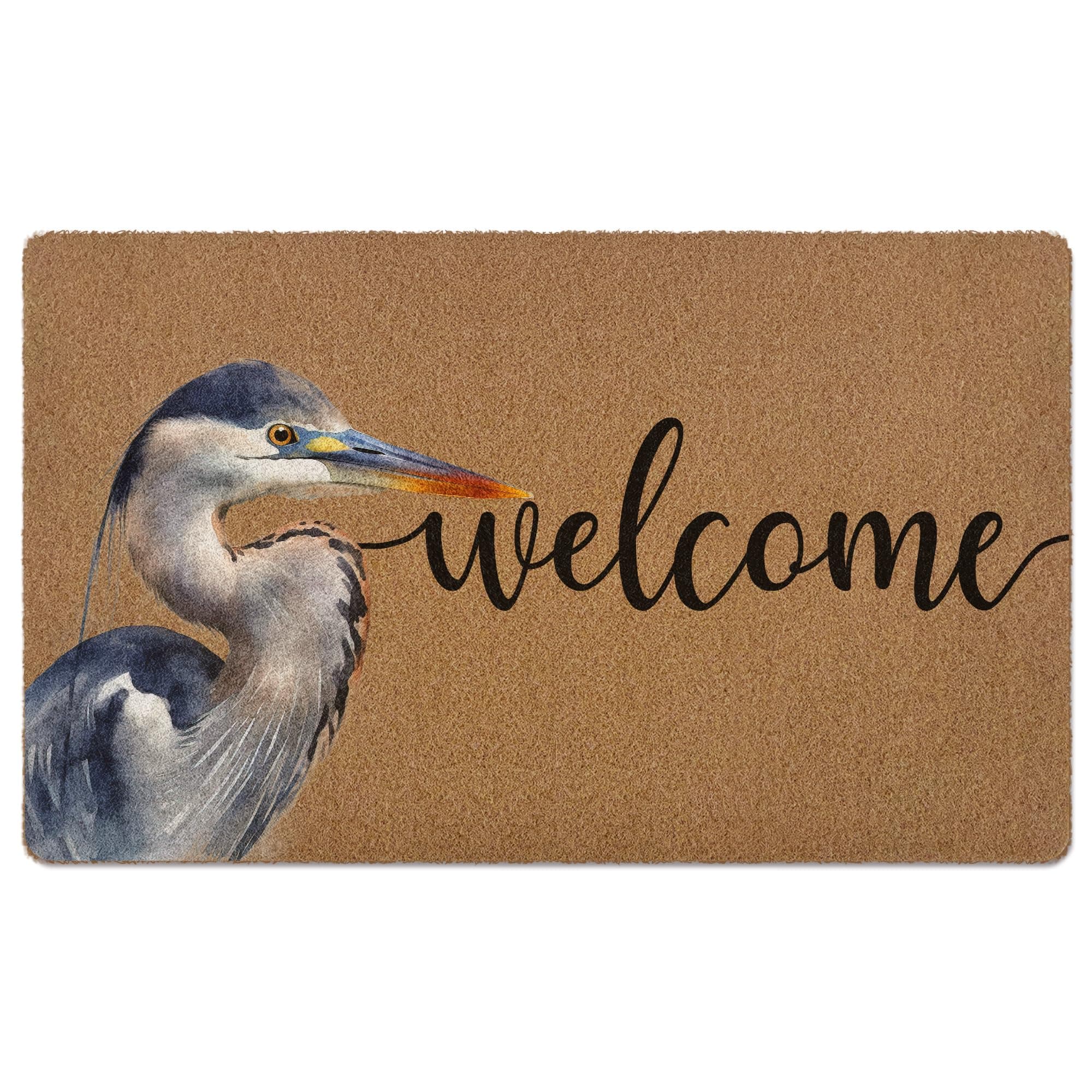 XLDLIOO Funny Welcome Door Mat, Heron Bird Doormat, Funny Welcome Front Door Mat Indoor Outdoor Entrance, Bird Artificial Coir Doormats Rugs for Porch Patio Entryway Home Room Decor 30x17in