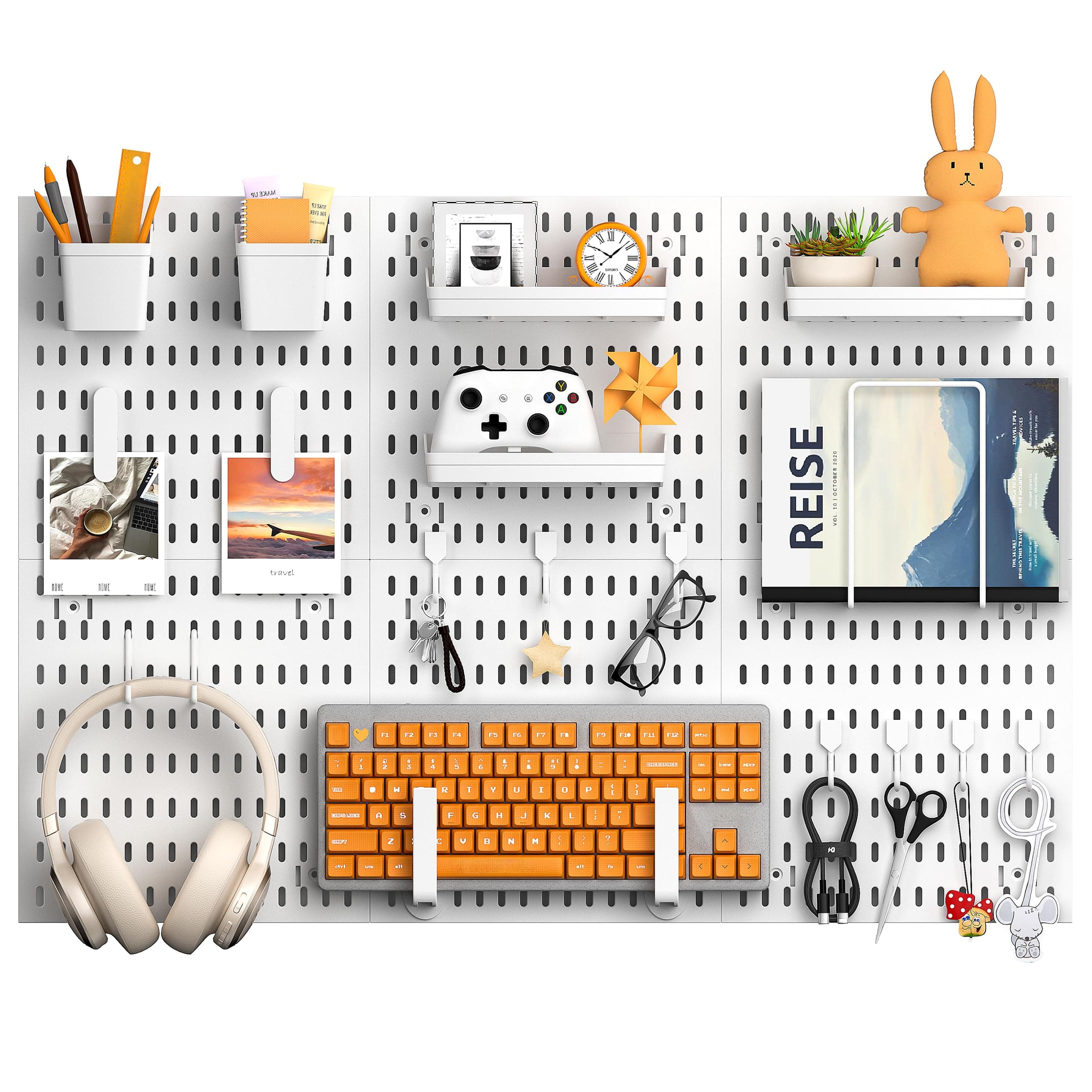 Hogurity Pegboard, 24" x 36", Includes 6 White Pegboards and Accessories, Plastic Panels for Craft Room, Office, Kitchen, Playroom
