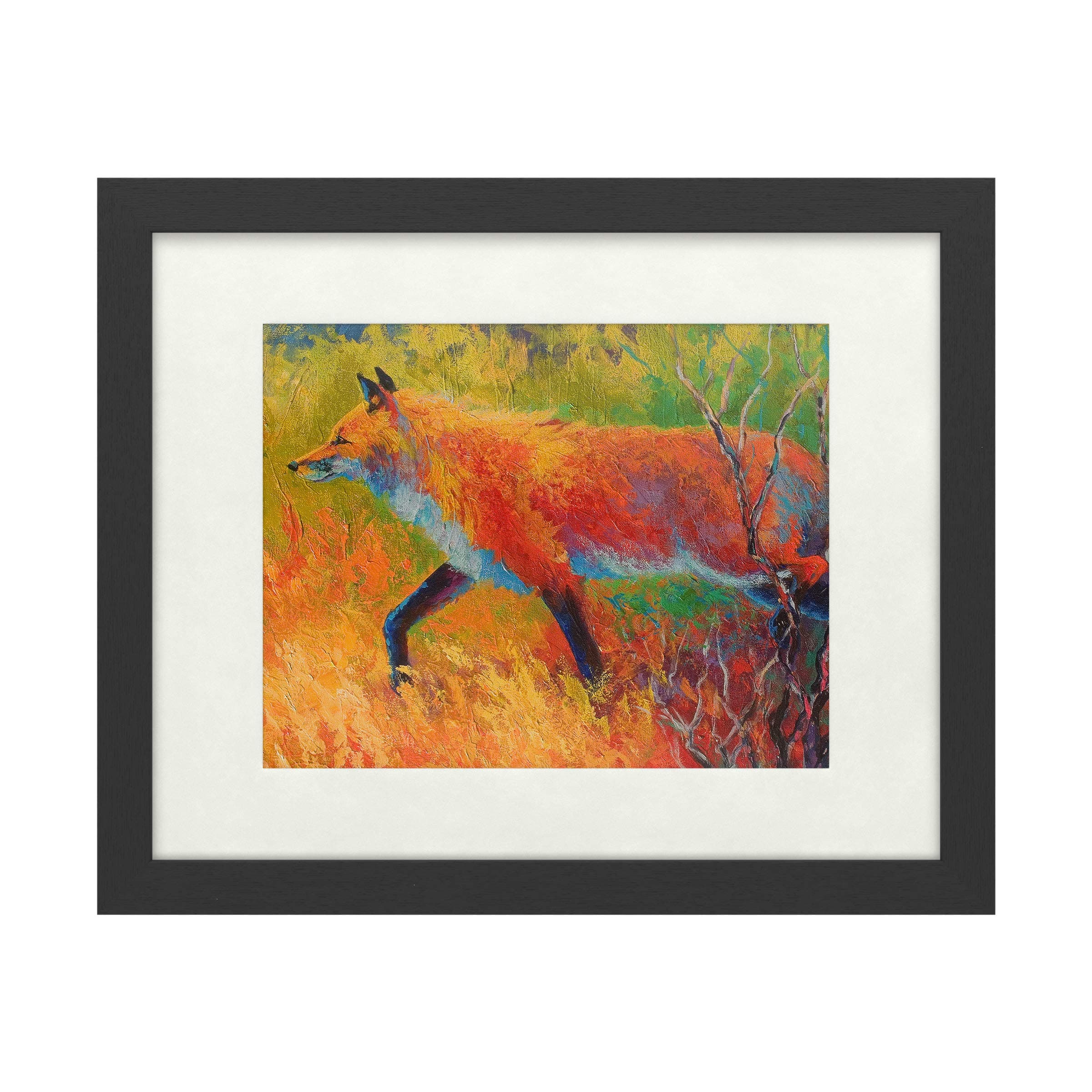 Trademark Fine Art Red Fox 1 by Marion Rose, White Matte, Black Frame 16x20, Multi-Color