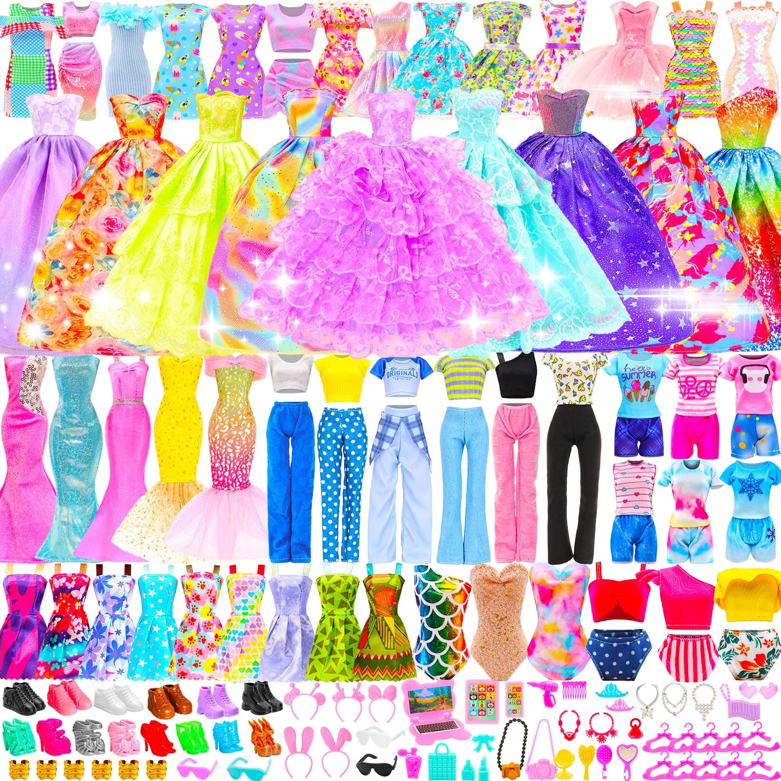92 PCS Doll Clothes Accessories for 11.5 Inch Dolls Various Style Clothing