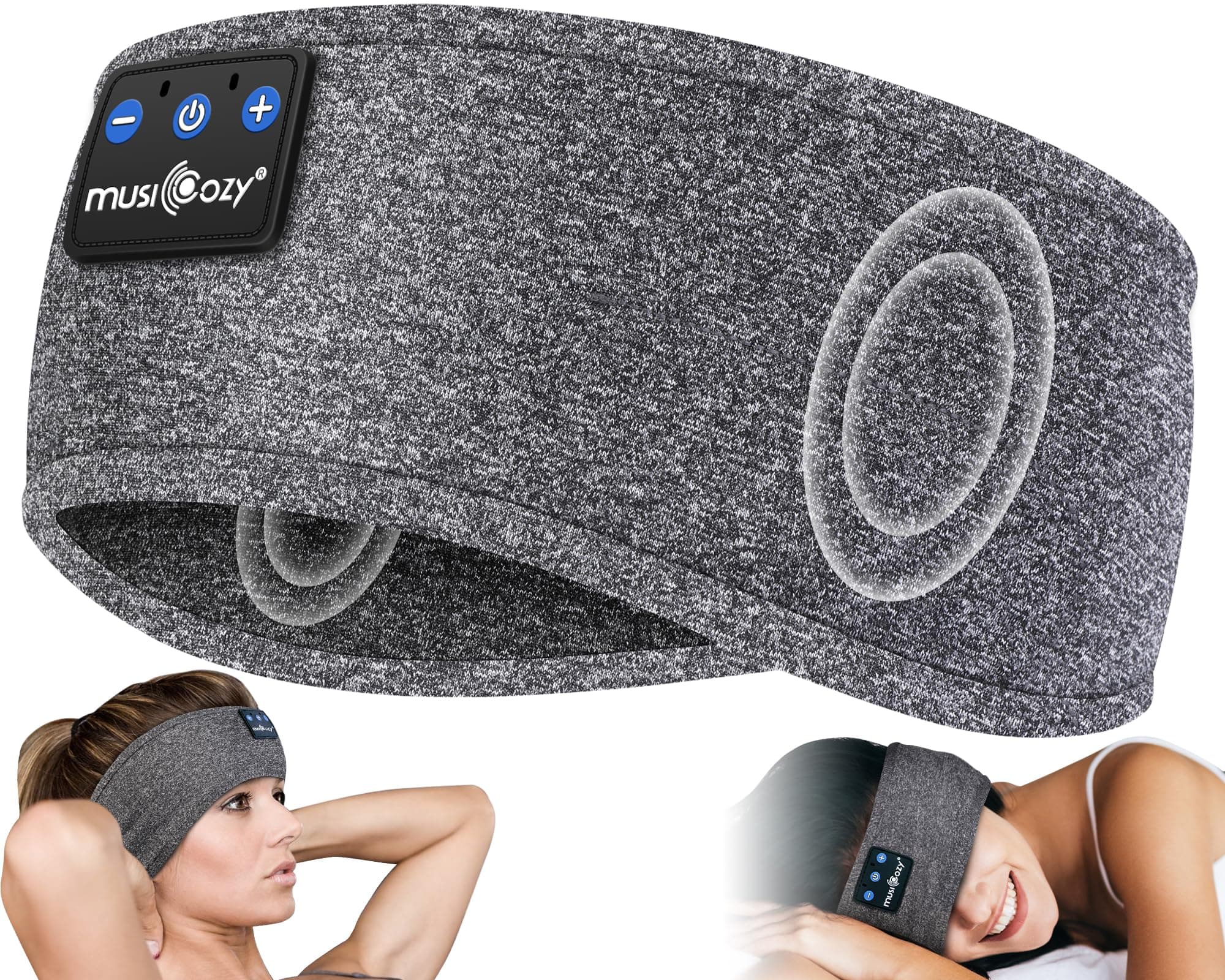 MUSICOZY Sleep Headphones Bluetooth Headband Wireless Music Sports Mask Ultra-Thin HD Stereo Speakers for Insomnia Workout Jogging Yoga Charcoal
