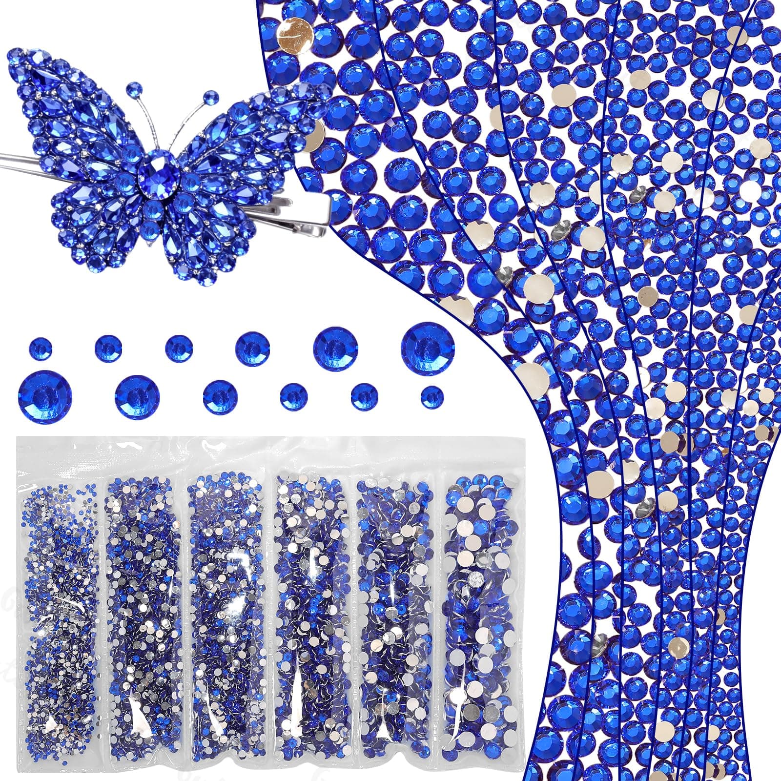 11000Pcs Blue Resin Jelly Rhinestones for Bedazzling, Flatback Gems