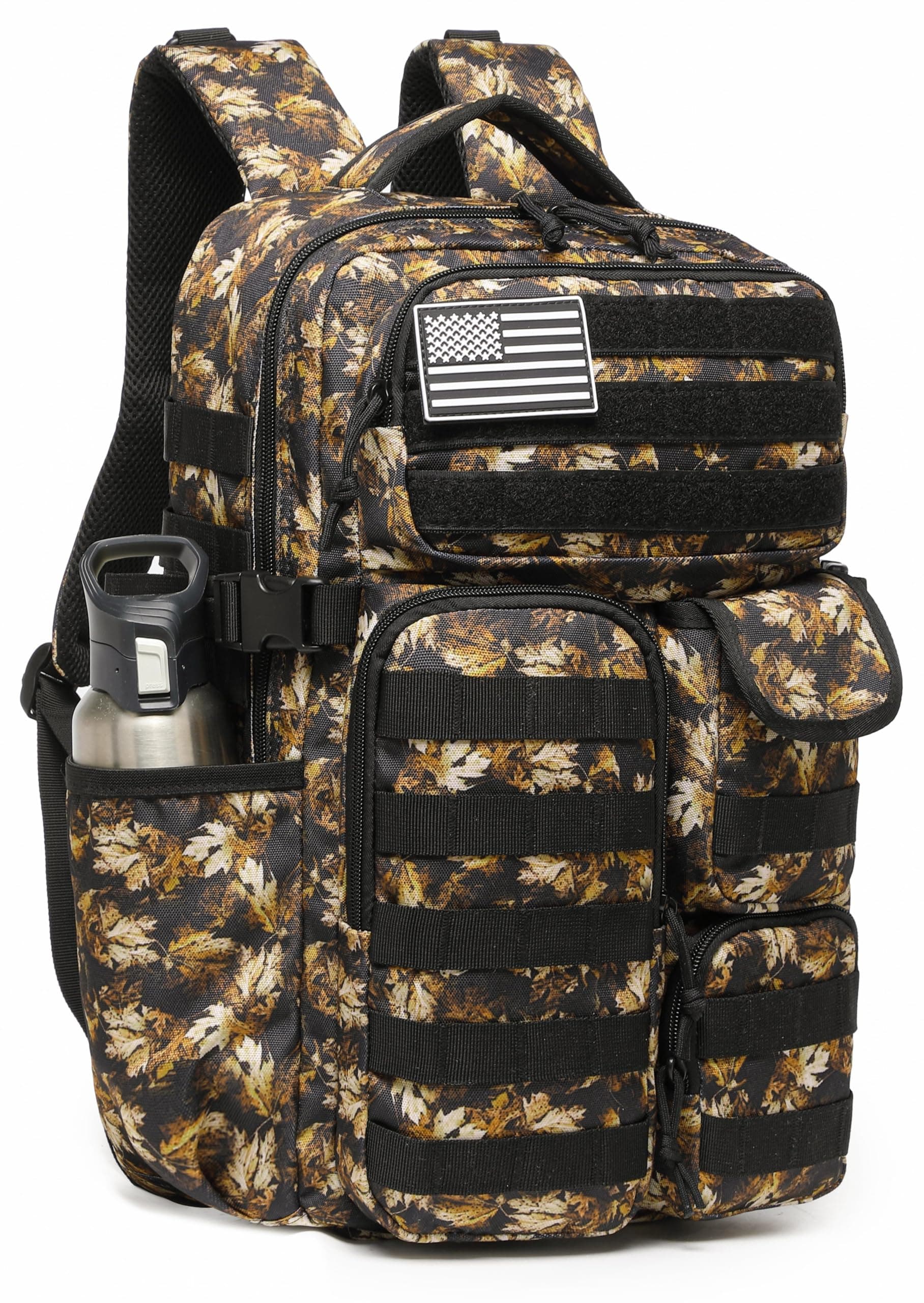 Wotony Tactical Backpack - Military waterproof backpack with multiple pockets and tactical gear for the outdoors, Yellow Maple Leaf, 25L, Tactical Backpack