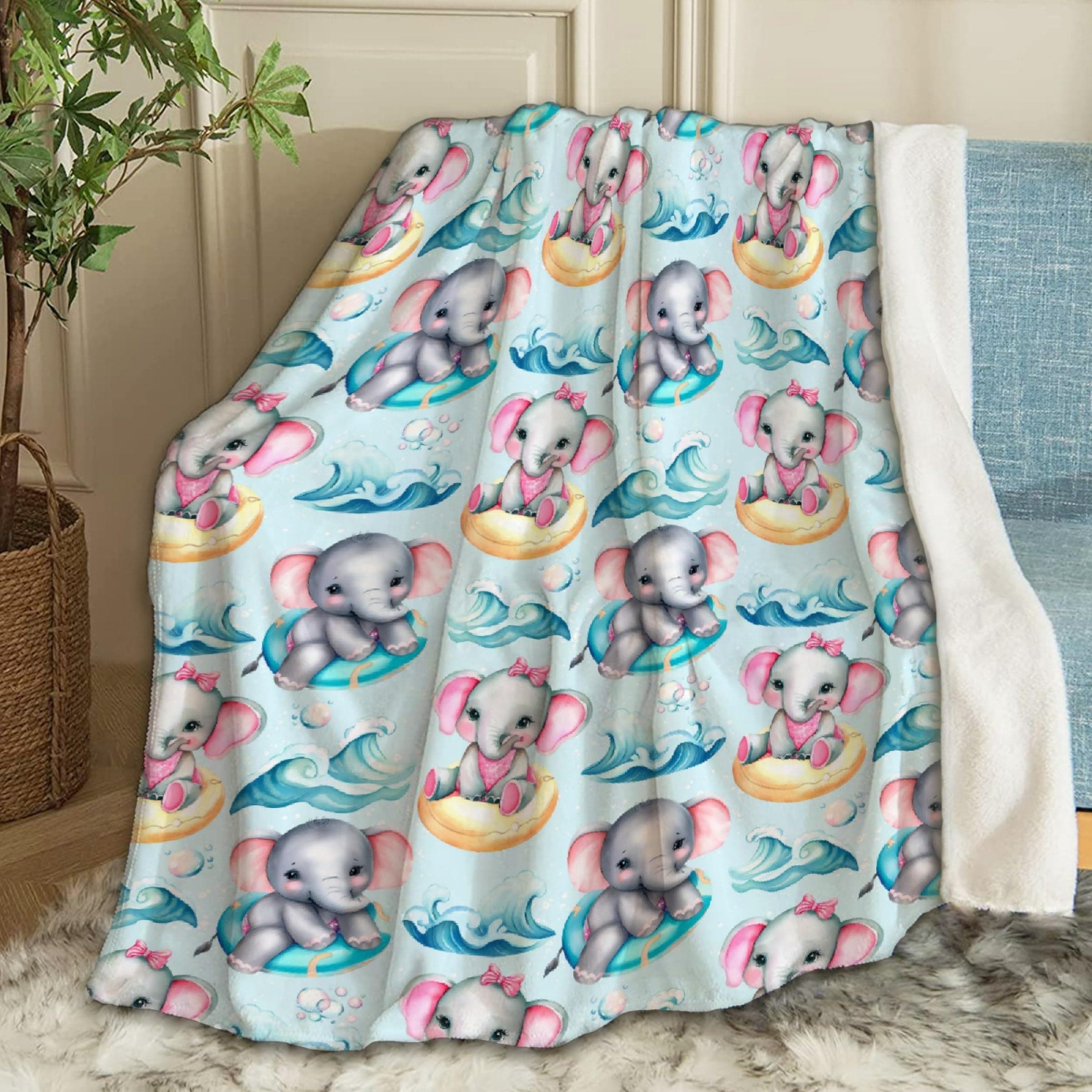 Ottoy Cute Elephants Baby Blanket Gifts Cozy Soft Swaddle Blanket Boys, Girls, Infant, Newborn Receiving Blankets Christmas Birthday Gifts 40"x30" (Toddler) for Pets
