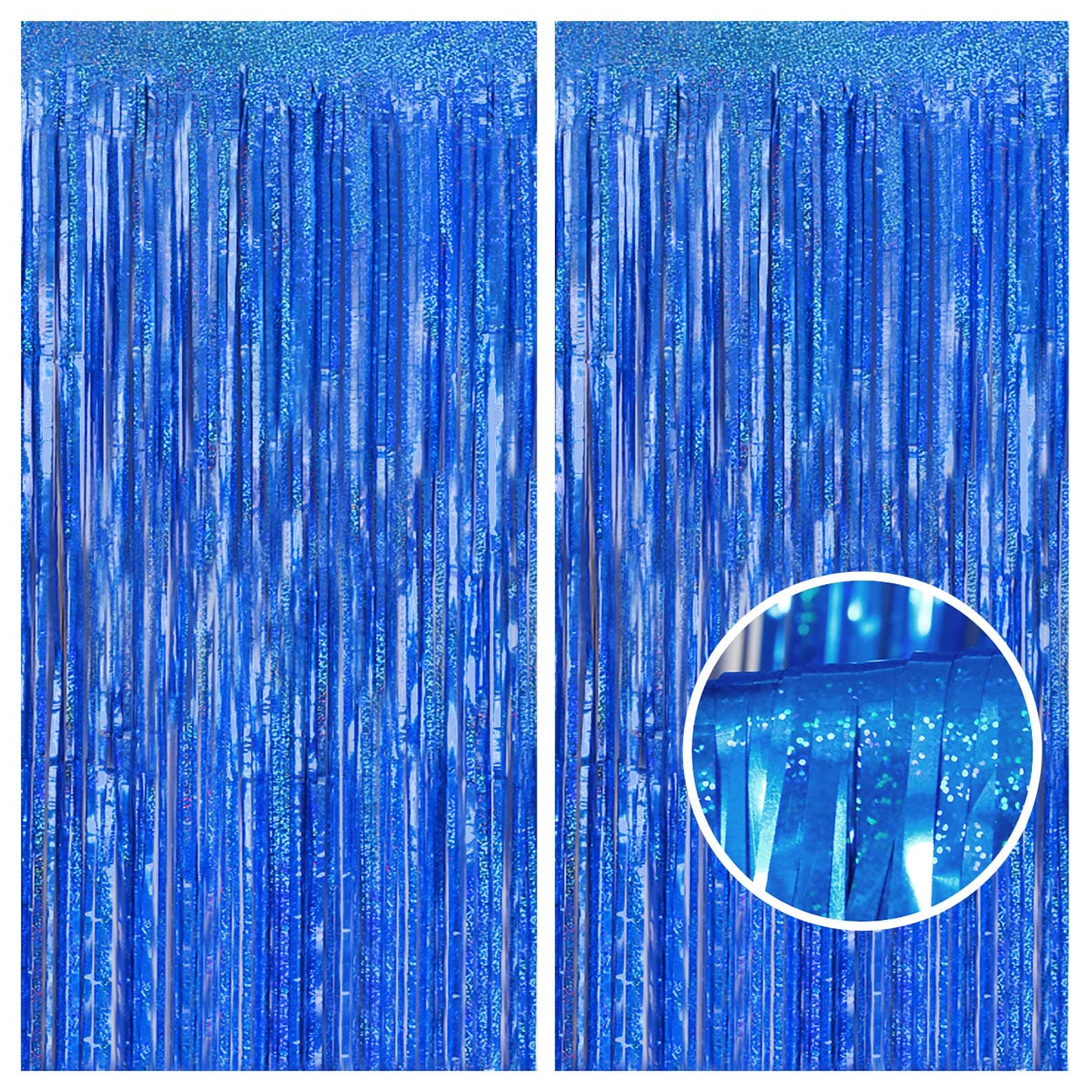 Melsan 2 Pack 3.2 ft x 8.2 ft Tinsel Foil Fringe Curtains Backdrop, Sparkle Metallic Tinsel Foil Curtains for Party Photo Booth Props Decoration, Navy