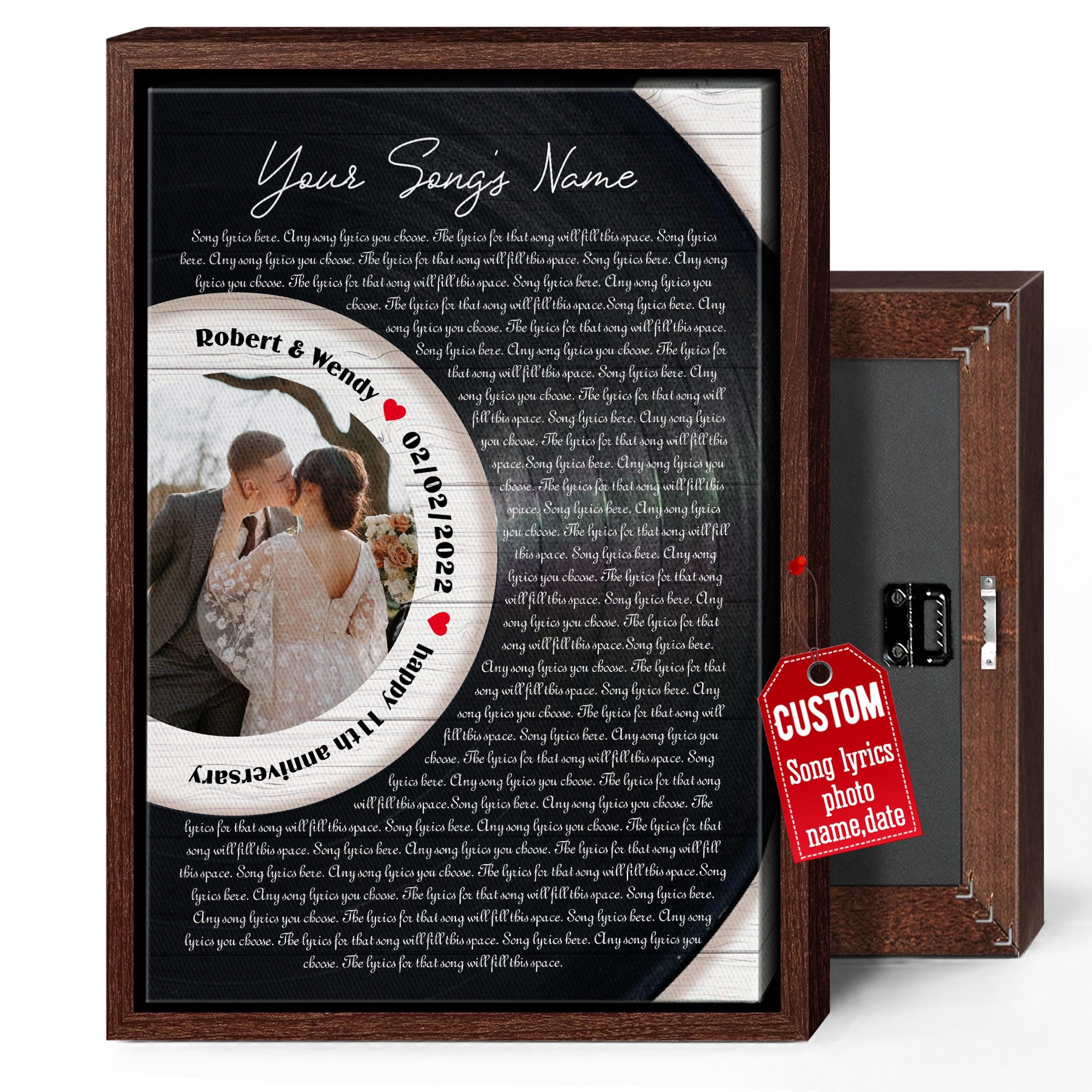 H-DEWALL Personalized Song Lyrics Canvas Gifts For Dad Father Day Picture Print Photo Your Own Room Decorations Customized Canvas Framed Photo Designer Pictures Gifts For Mom Wall Art (Gift For Dad From Daughter)