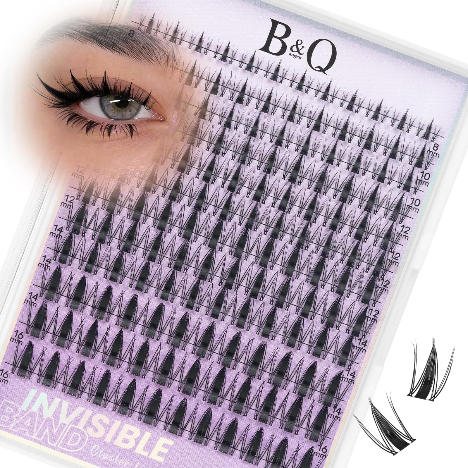 B&Q Fairy Lash Clusters Invisible Band 144PCS, Wispy Eyelash Clusters Manga False Eyelashes, C Curl Lash Cluster Natural Wet-Look Individual Lashes, Anime Cluster Eyelash Extensions with Spikes(Fairy)