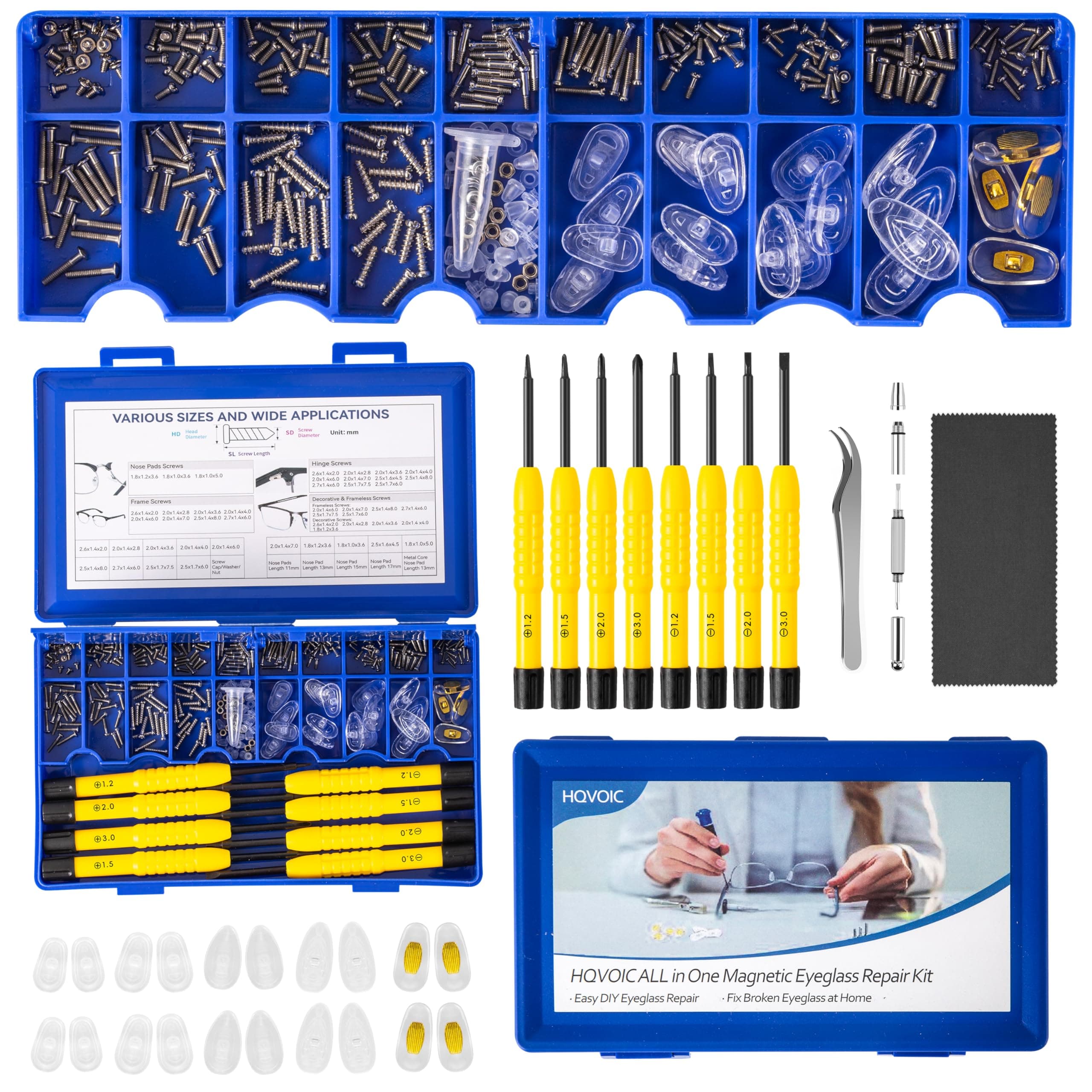 The Newest Upgraded All-in-One Magnetic Eyeglass Repair Tool Kit with Screws, Glasses Fixing Kit with Precision Screwdriver Set, Eyeglass Nose Pads and Tweezer for Travel, Gift, Christmas