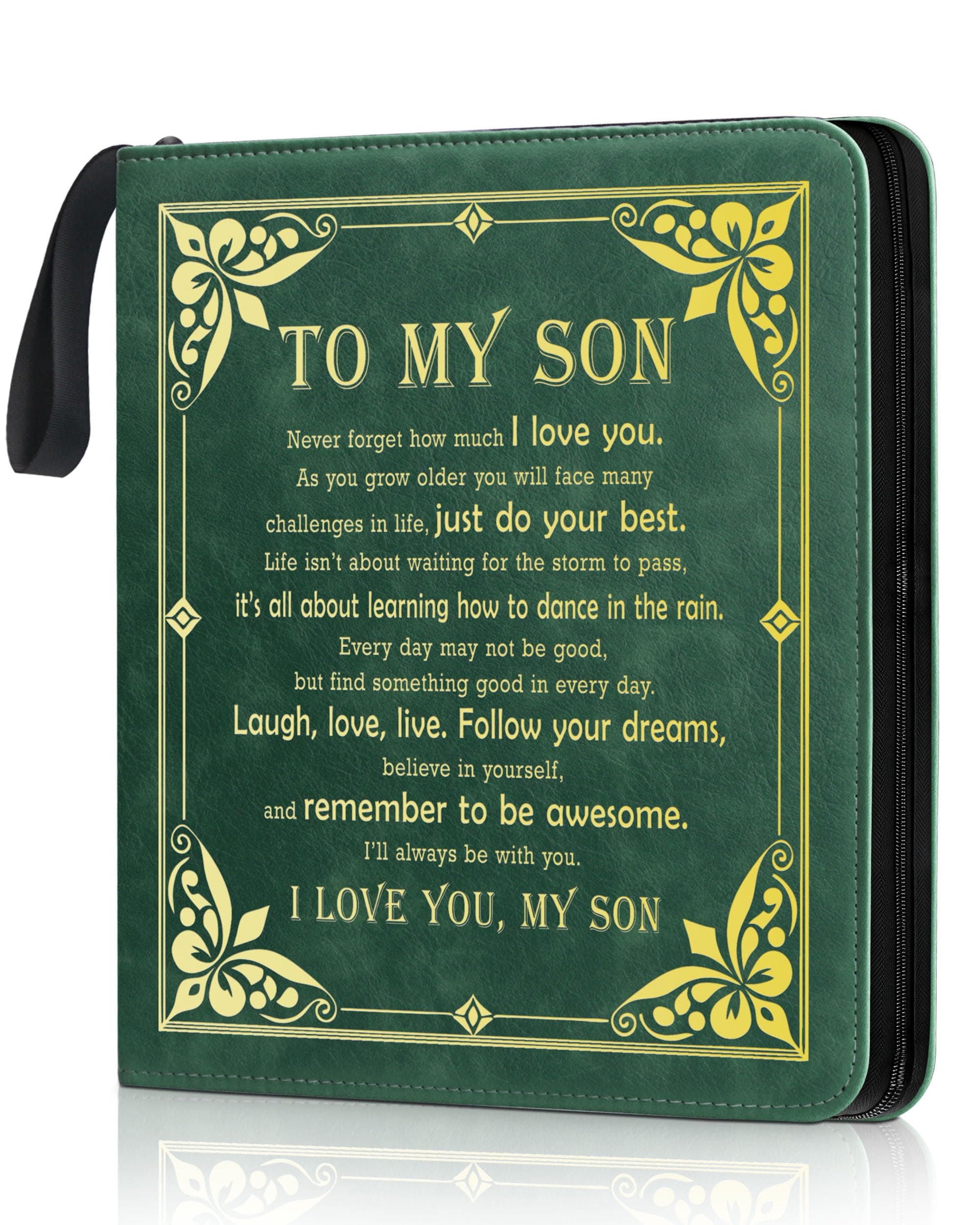 Son Leather Photo Album 4x6 100 Photos, Memory Photo Album Book with 25 Pages and 20 Blank Scrapbook, Children's Growth Album Book for Son Kids Birthday Gift Graduation Gift