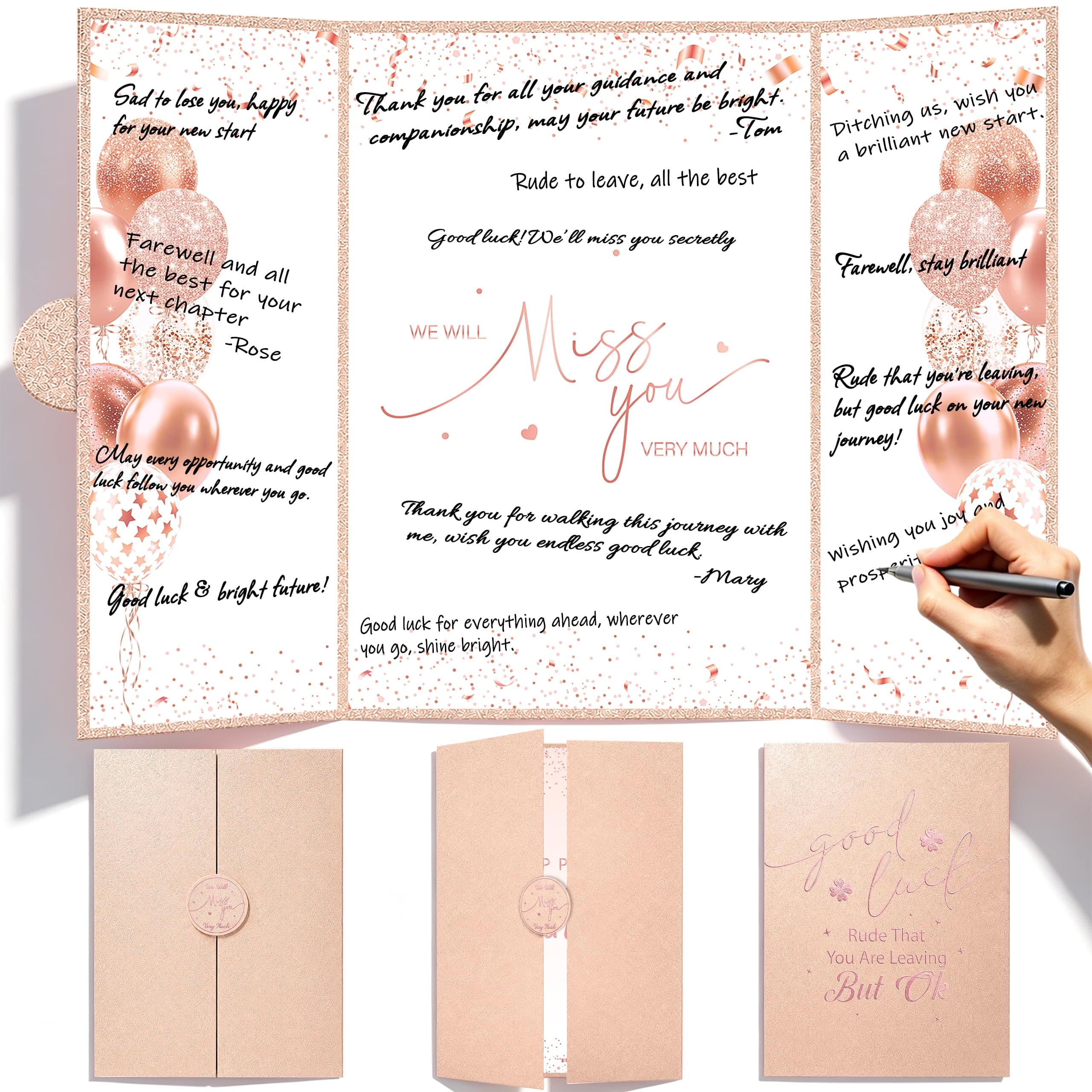 WNINK Champagne Gold We Will Miss You Very Much Alternative Signature Guest Book for Women, Farewell Party Decorations, Coworker Leaving Going Away Signing Board, Retirement Graduation Party Supplies