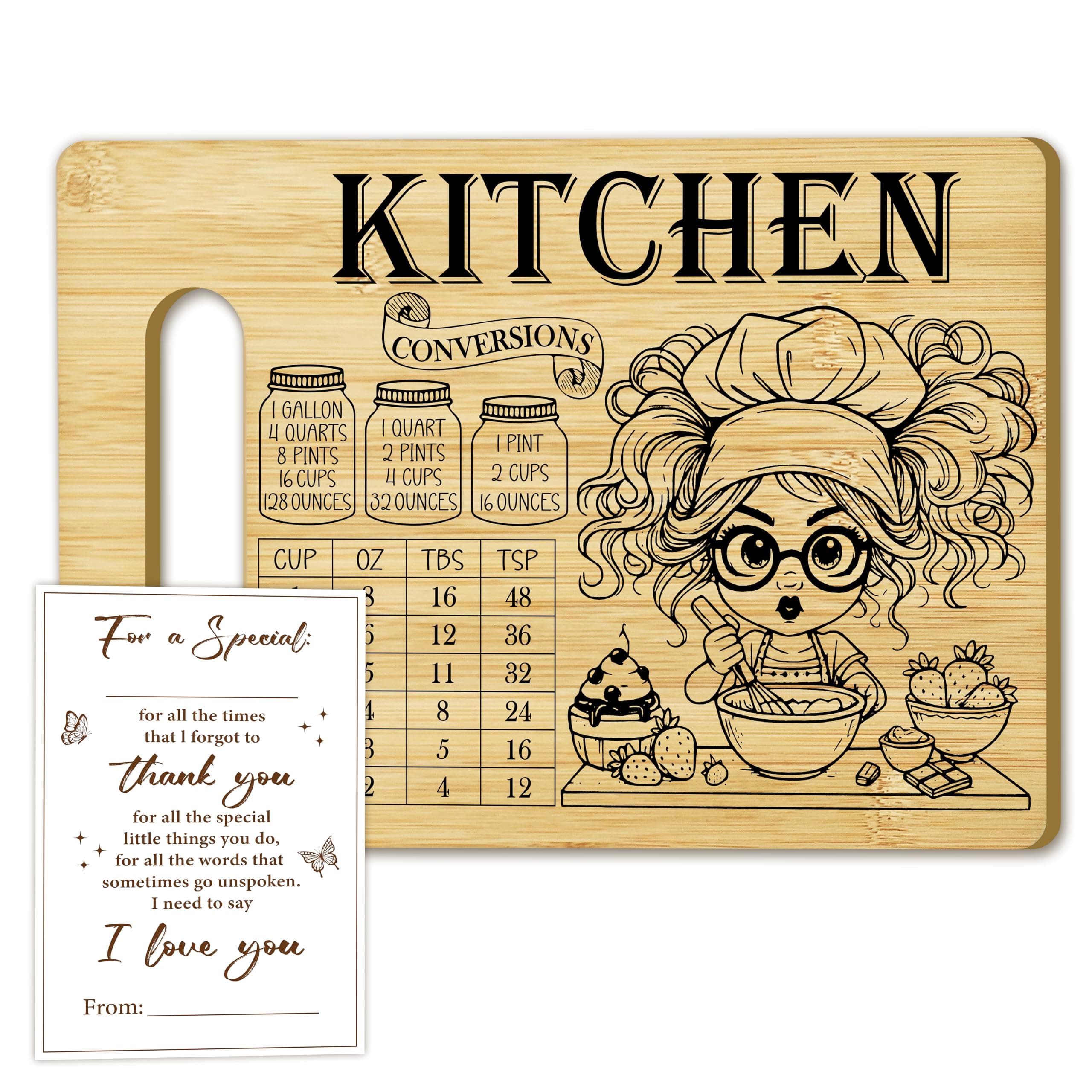 Funny Bamboo Cutting Board, Cooking Measurement Chart Bamboo Chopping Board, Perfect Cooking Gift Ideas for Woman Dad Mom, Measurement Conversion Chart Cutting Boards Kitchen Gift & Decor -27