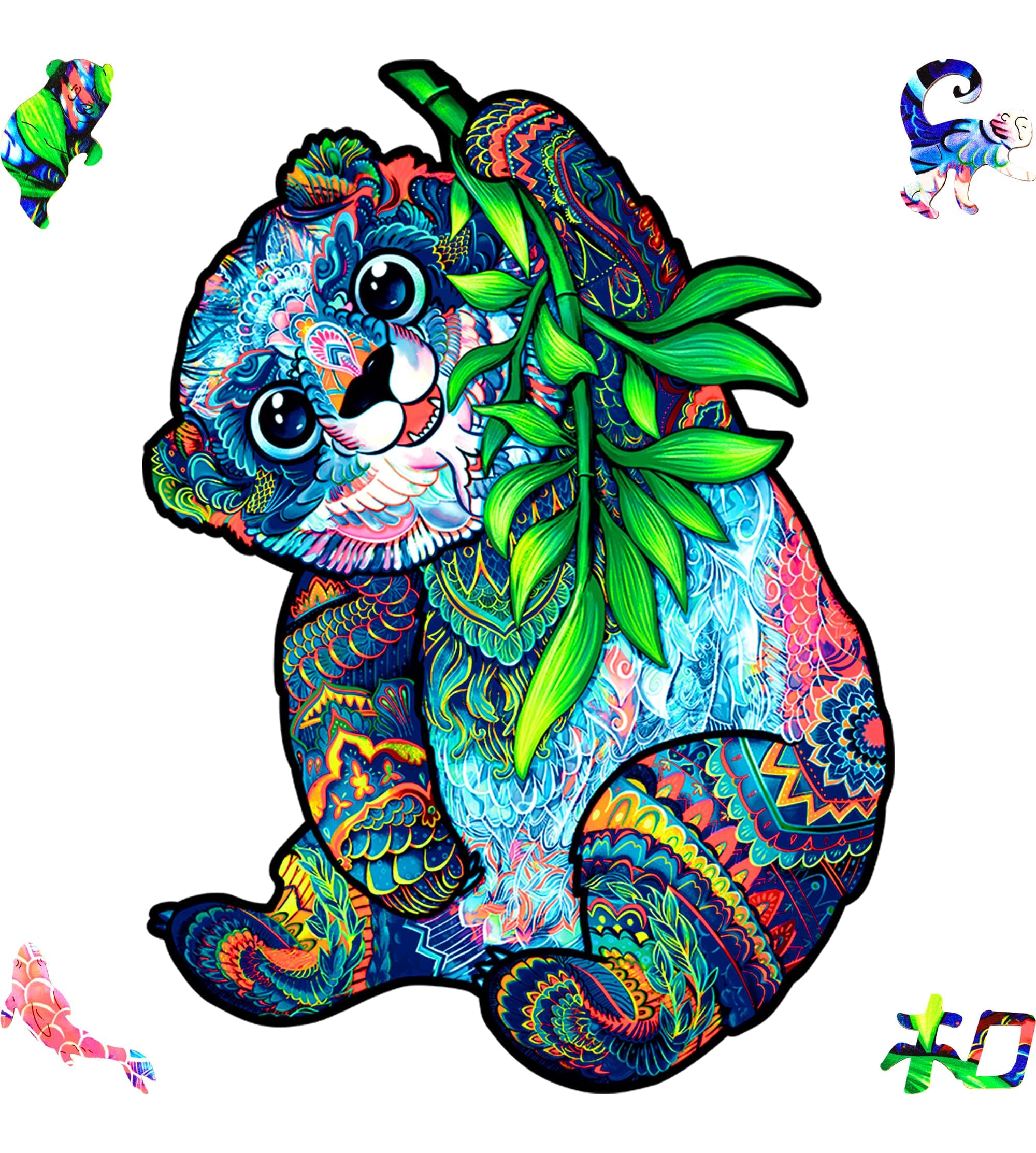 UNIDRAGON Original Wooden Puzzle – Serious Panda, 215 Pieces, Medium 9.6 x 12.8 Inches (25 x 33 cm) Beautiful Gift Packaging, Unique Shape, Best Gift for Adults