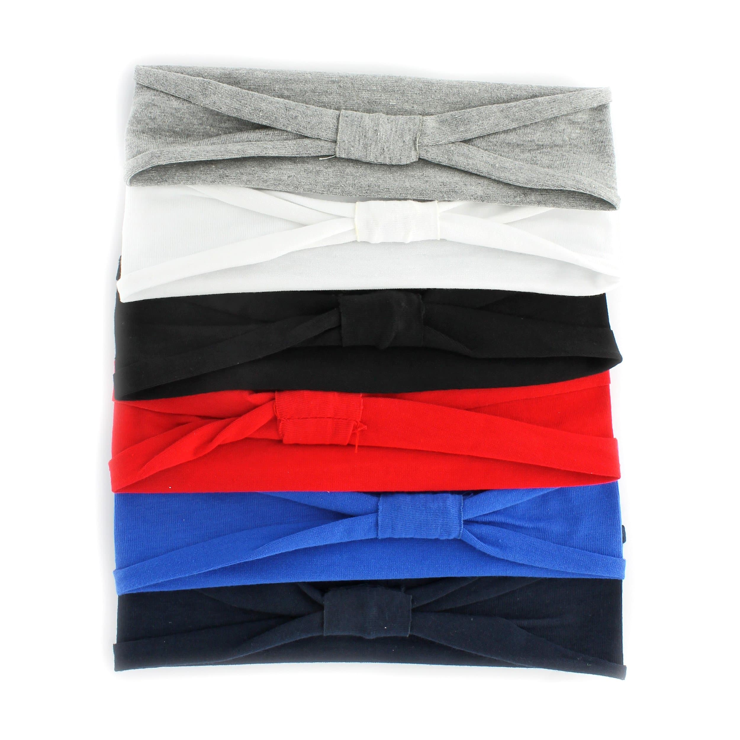 My Lello Jersey Cotton Knit Baby Headbands, Infant Size - Patriotic - 6 Pack
