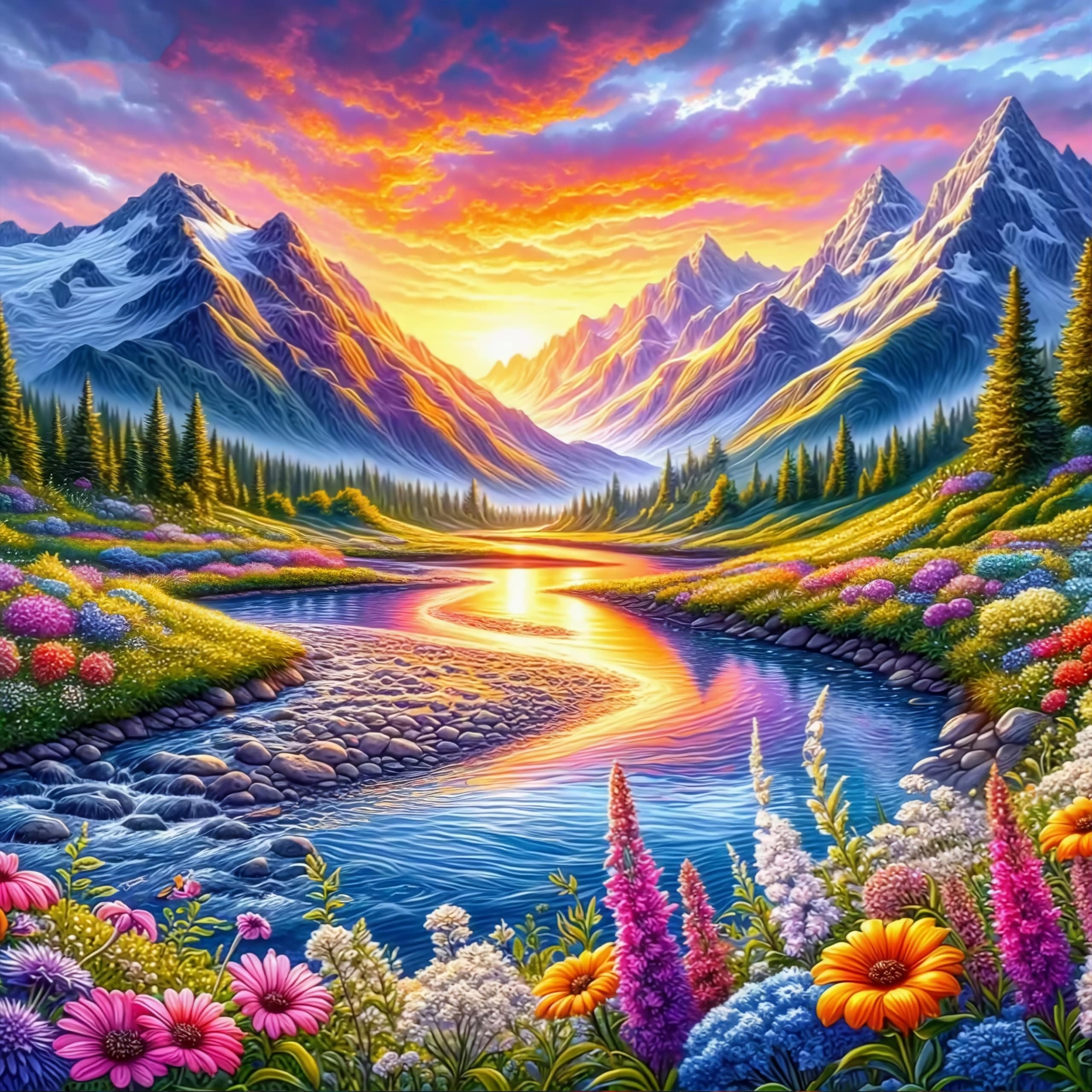 Paint by Numbers for Adults Snow Mountain - Adult Paint by Numbers Kits for Beginner, Natural Landscapes DIY Acrylic Oil Adult Painting by Number Canvas Kits, Perfect for Home Wall Decor 16X16 Inch