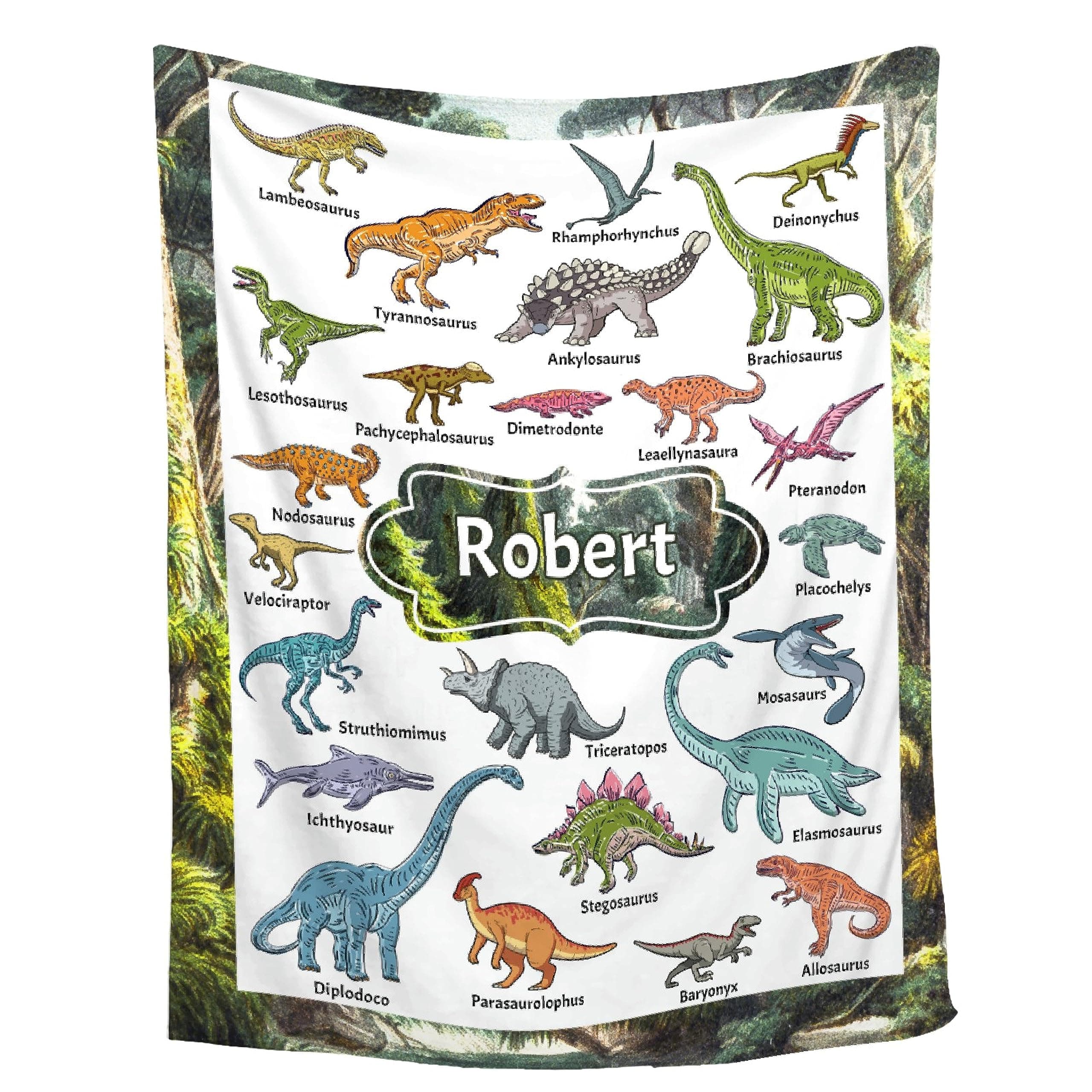 Personalized Baby Blanket for Girls Boys Dinosaur Alphabet Custom Baby Blanket with Name Swaddle Blanket for Toddlers Infants Kids Shower Newborns Nursery Stroller Crib Decor Throw Birthday Gift