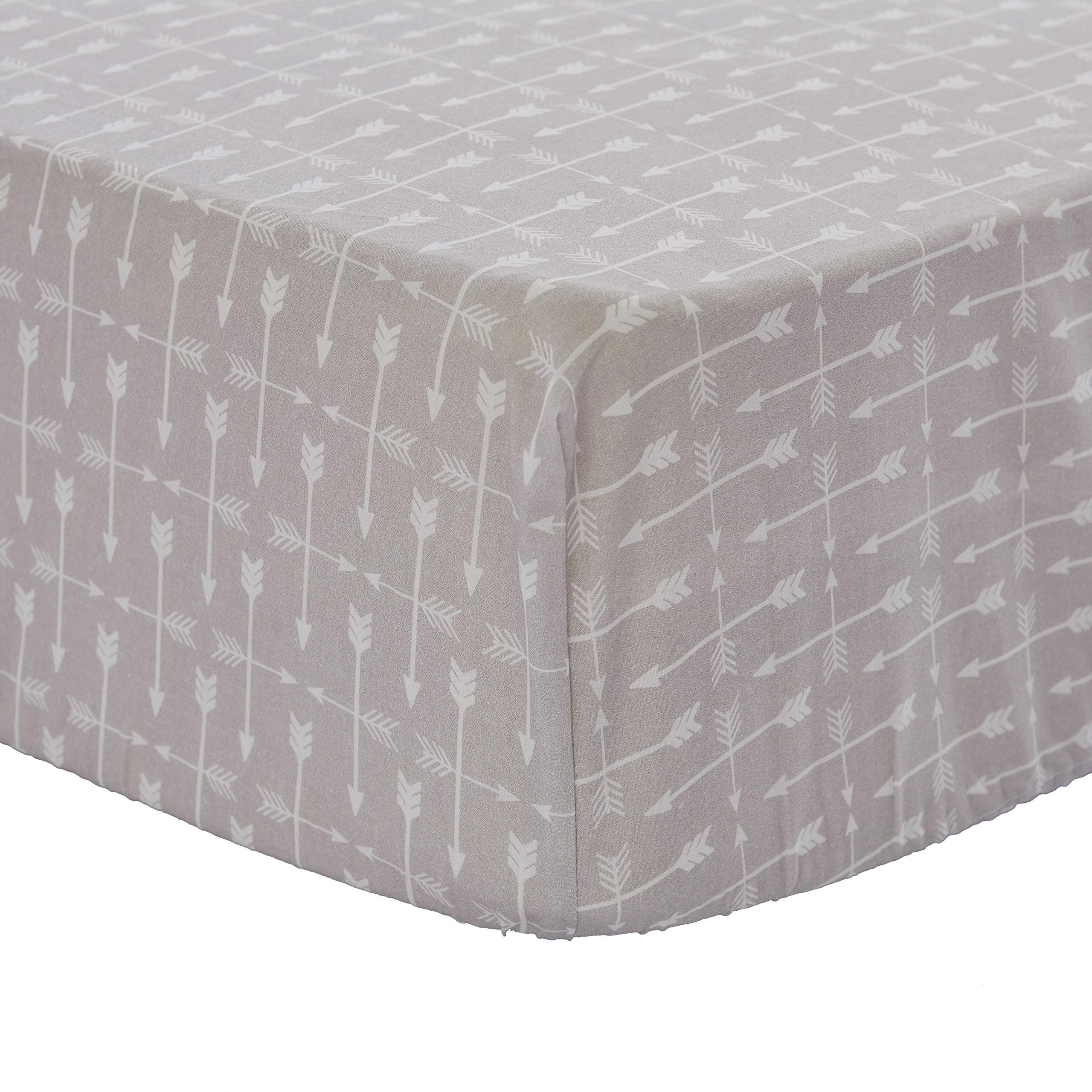 Levtex Baby - Rowan Crib Fitted Sheet - Fits Standard Crib and Toddler Mattress - Arrows - Grey and White - Nursery Accessories - 100% Cotton