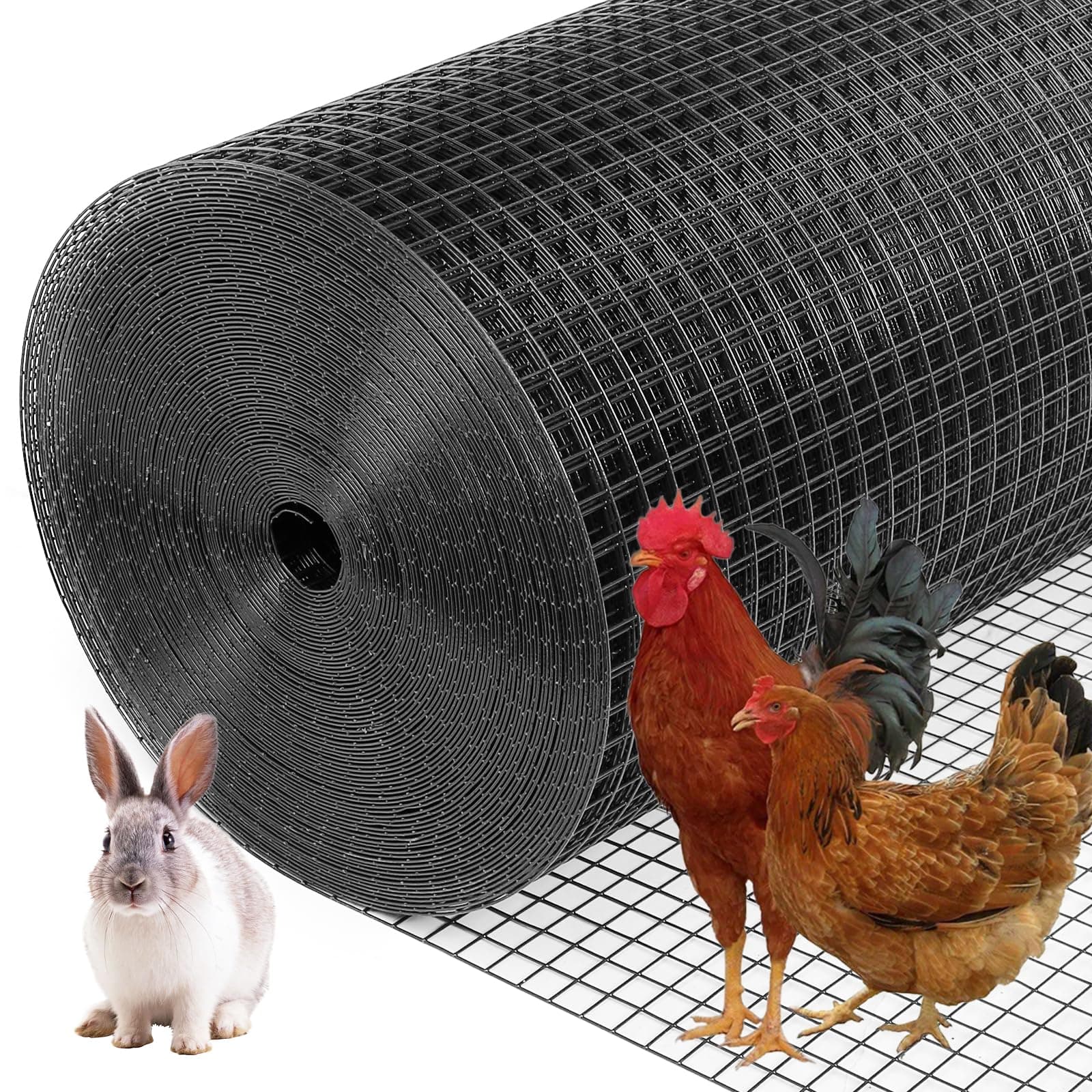 Yardbliss Black Hardware Cloth 1/2inx36inx100ft, 19GA, Chicken Wire Fencing Roll, Black Chicken Wire Mesh, Vinyl PVC Coated Welded Wire Mesh for Chicken Coop Barrier, Rabbit Snake Poultry Fences