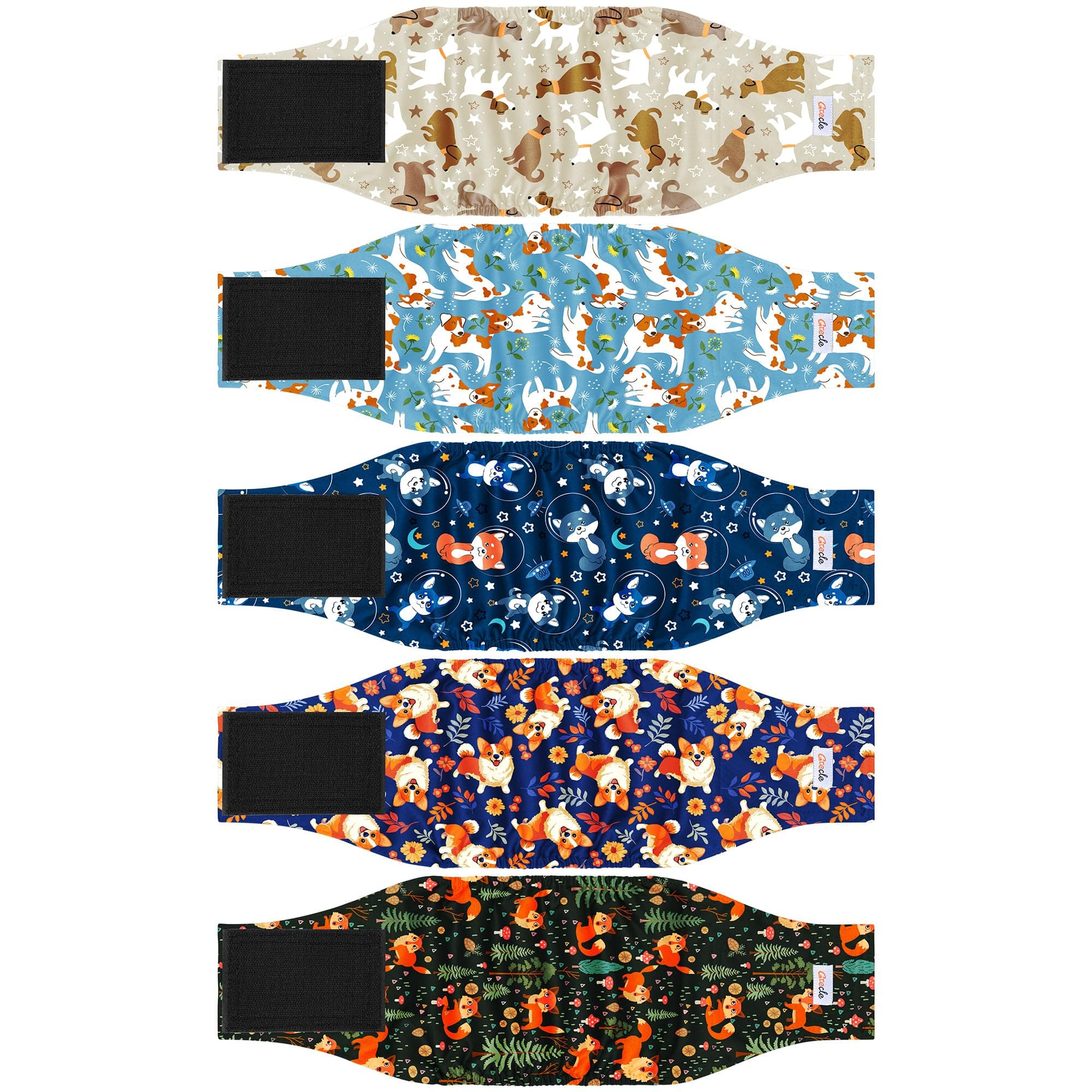 5 Pack Dog Diapers Male Reusable, Premium Belly Bands for Male Dogs, High Absorbing Pee Wraps for Doggie in Incontinence or Excitable Urination Flower S
