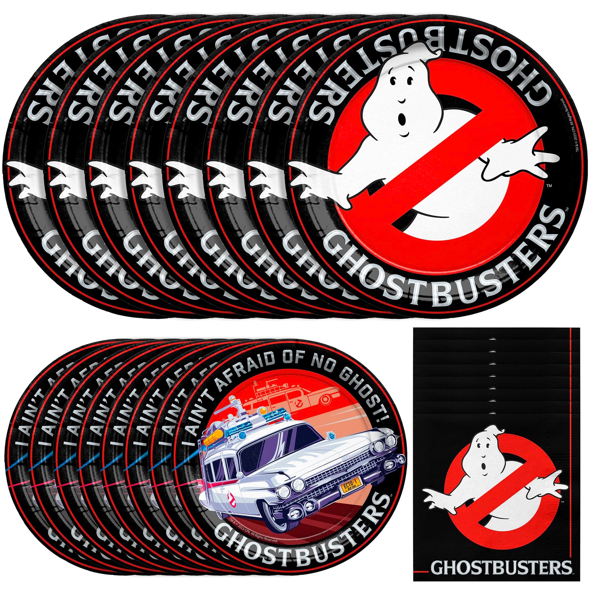 Treasures Gifted Officially Licensed Ghostbusters Party Decorations - Serves 16 Guests - Dinnerware Starter Set Ghostbusters Birthday Decorations - Ghostbusters Plates and Napkins