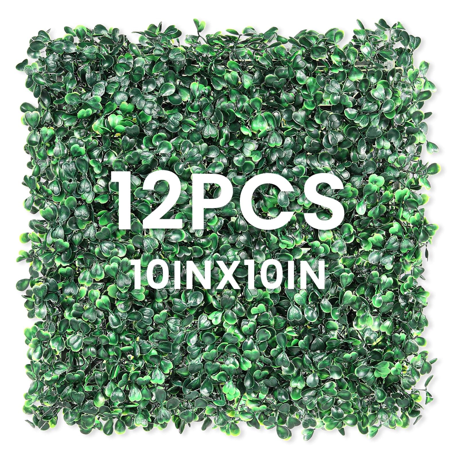 TOPNEW 12PCS 10" X 10" Artificial Boxwood Topiary Hedge Plant UV Protection Indoor Outdoor Privacy Fence Home Decor Backyard Garden Decoration Greenery Walls