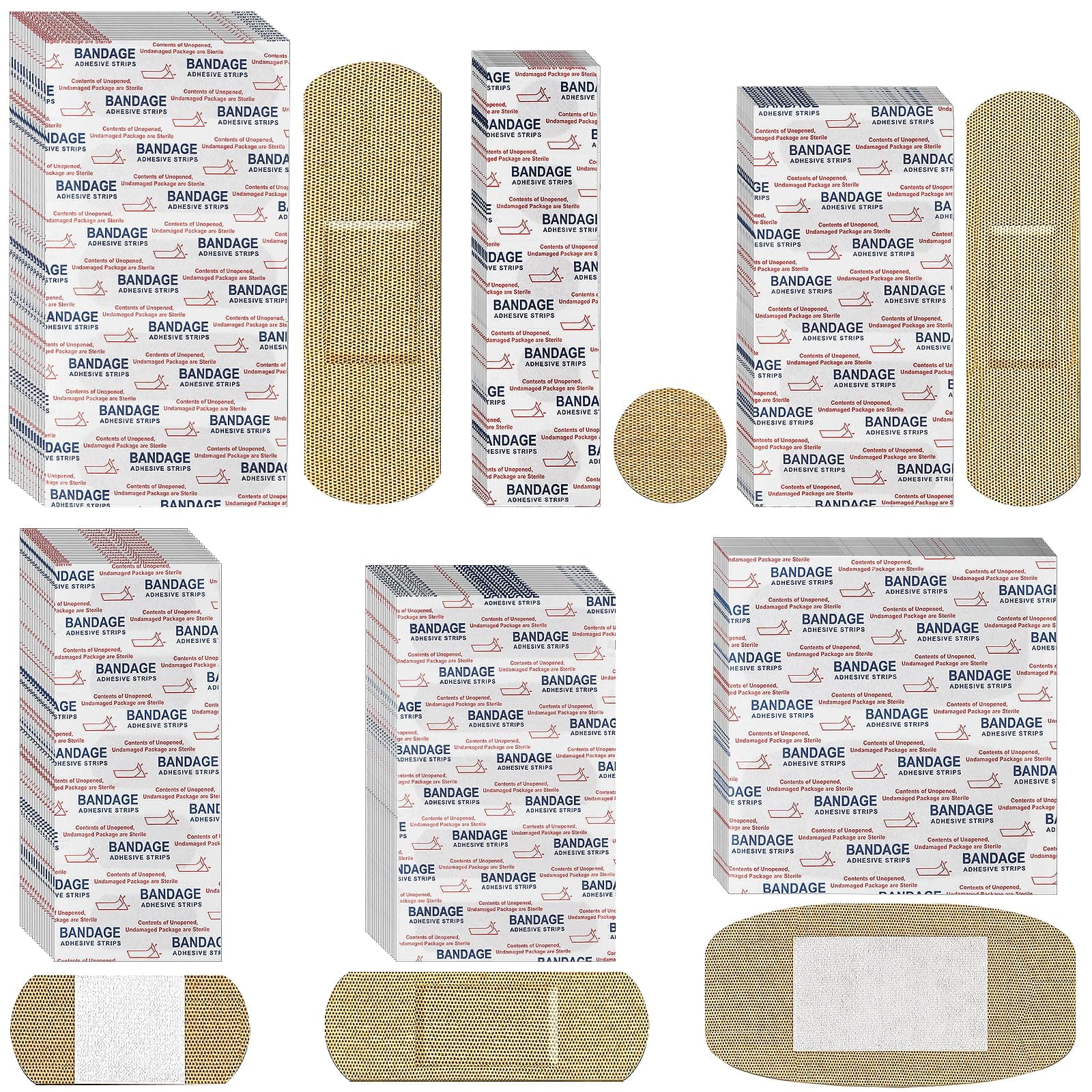 300 Pcs Adhesive Bandages Bulk Assorted Sizes Flexible Breathable Bandages Patch for Family First Aid Skin Wrap Finger Wound