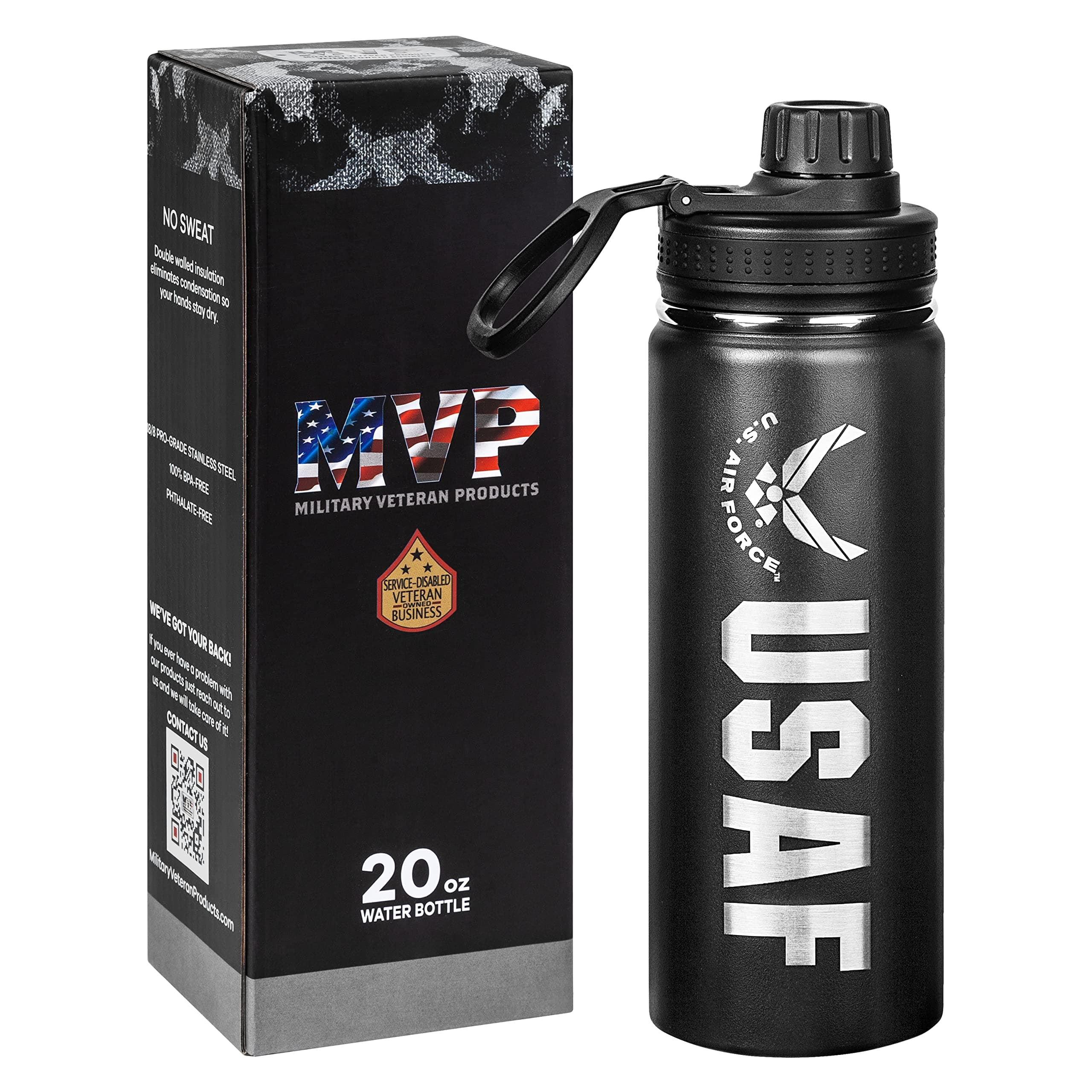 20oz US Air Force Water Bottle – USAF Double Wall Vacuum Insulated Stainless Steel Great for PT and Outdoor Sports Like Hiking Camping and Cycling-OFFICIALLY LICENSED
