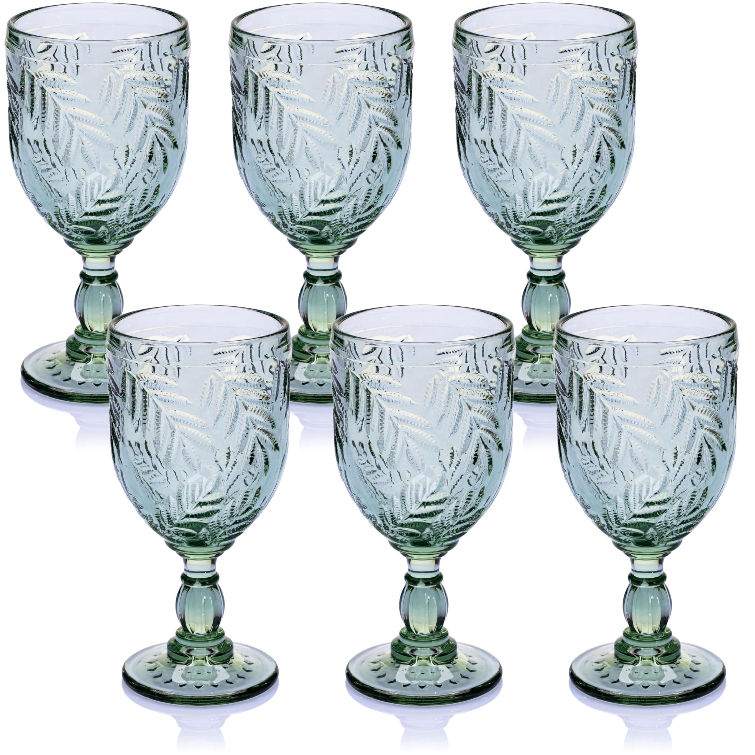 Gala Houseware Vintage Drinking Glasses, Set of 6 Glass Cups, Water Tumbler, for Wine,Cocktail,Whiskey,Juice and Various Mixed Drinks (Light Green, 11 oz)