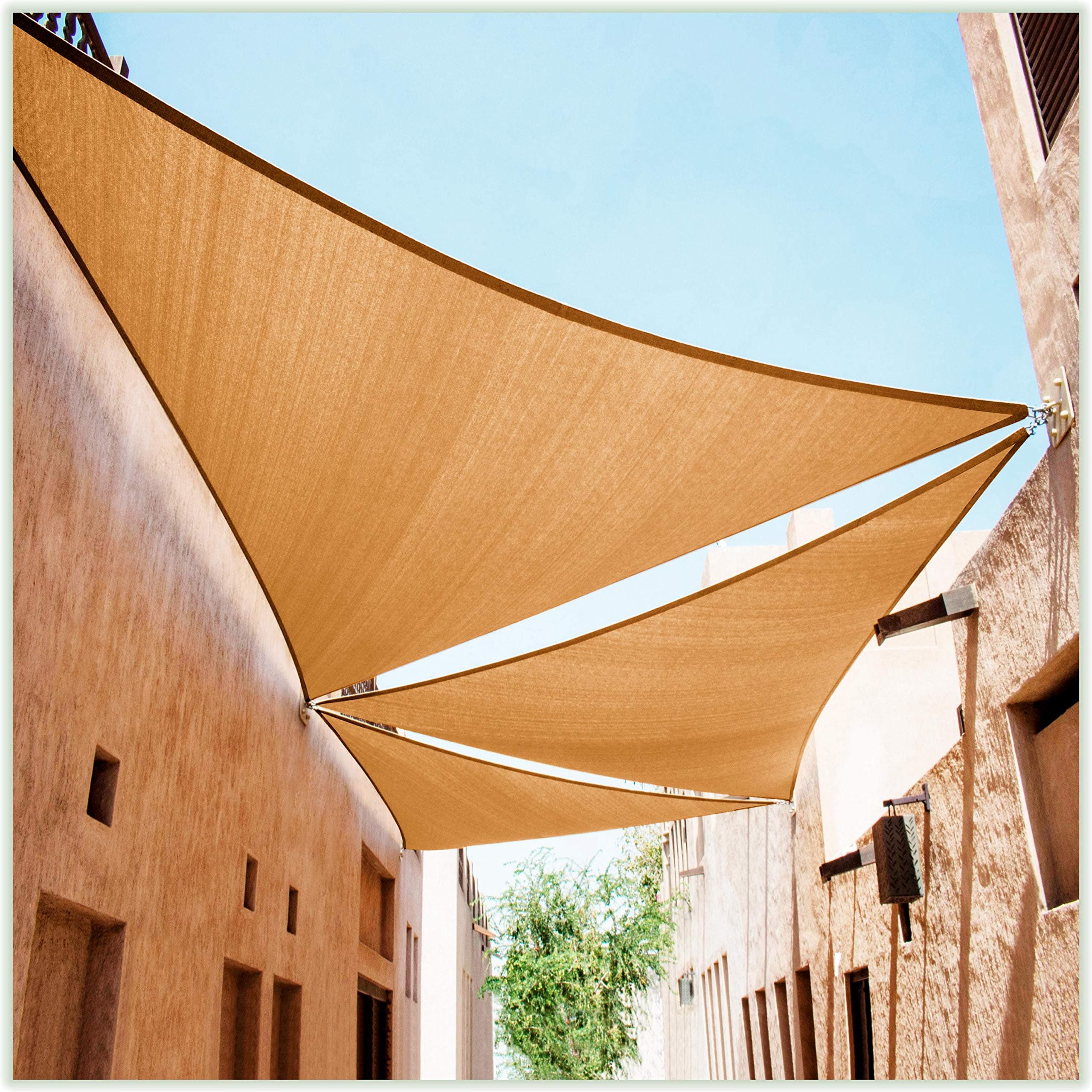 ColourTree Custom Size Order to Make 12' x 12' x 12' Sand Triangle CTAPT32 Sun Shade Sail Canopy Mesh Fabric UV Block - Commercial Heavy Duty - 190 GSM - 3 Years Warranty
