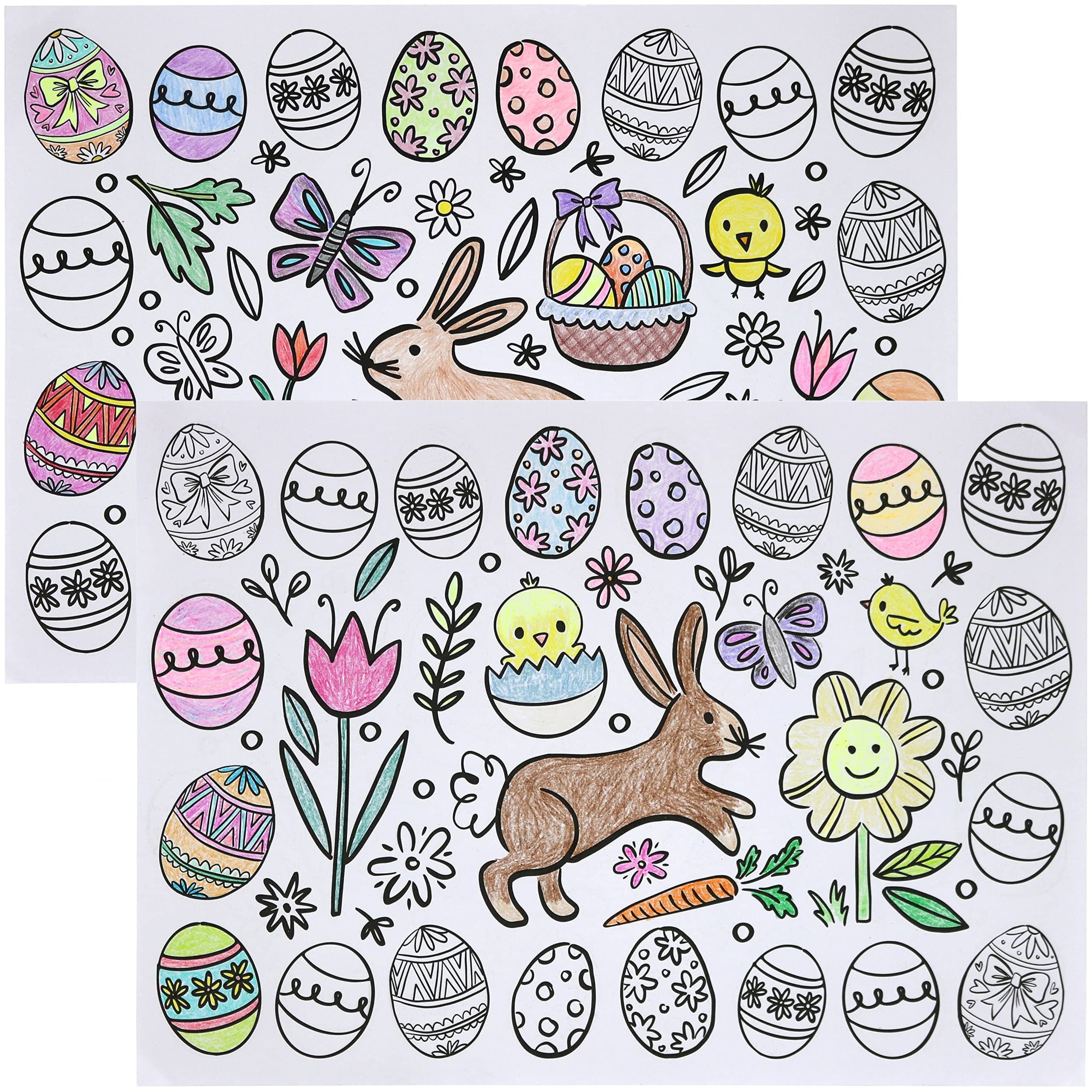 Iconikal Coloring Placemats 2-Sided Reversible Disposable Paper Place Mats, 14 x 10-inches, Easter Color-Your-Own, 22-Count