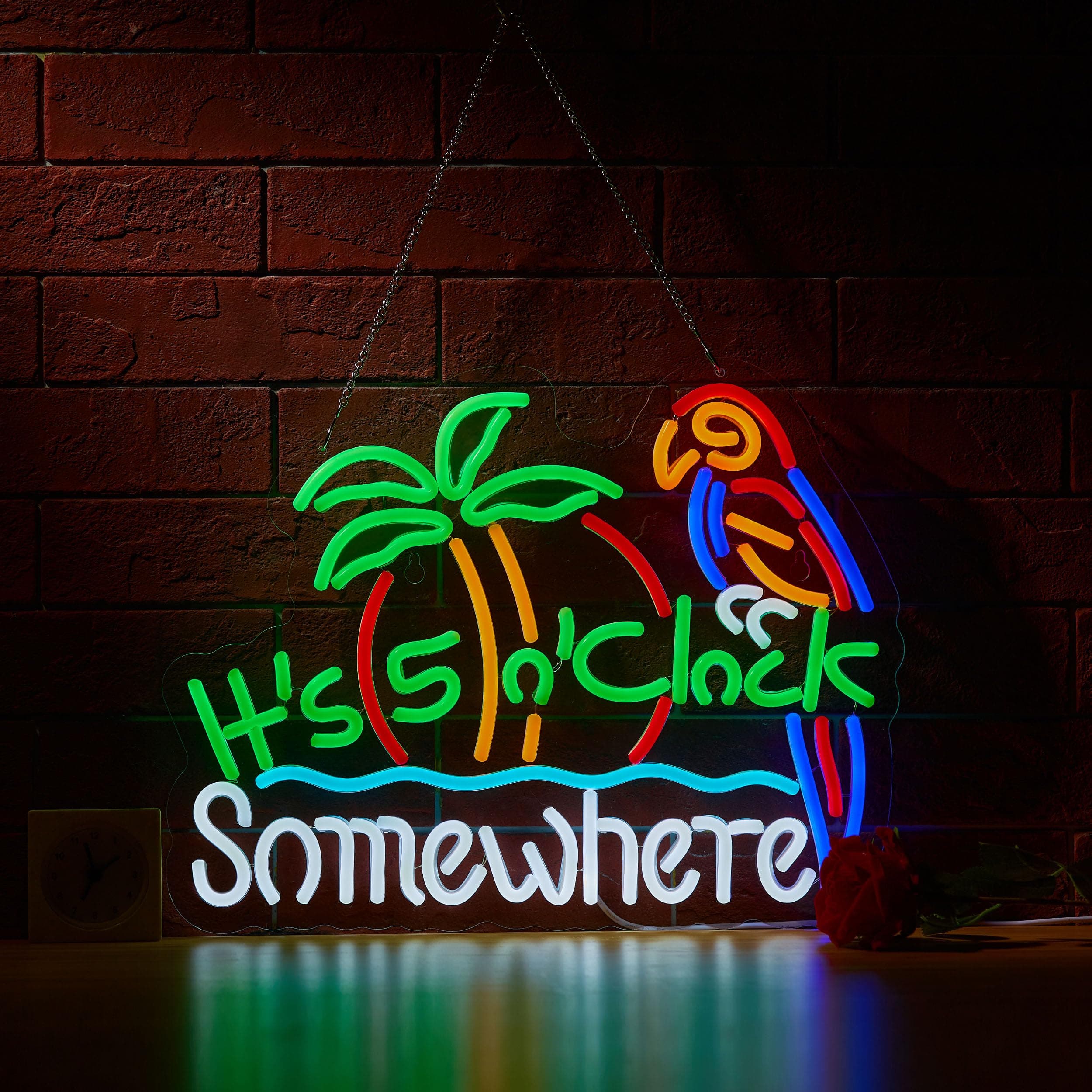 ZODZ Its 5 00 O'clock Some Where Neon Sign for Wall Décor Dimmable Five Oclock Somewhere Sign LED Bar Beer Garage Neon Light.