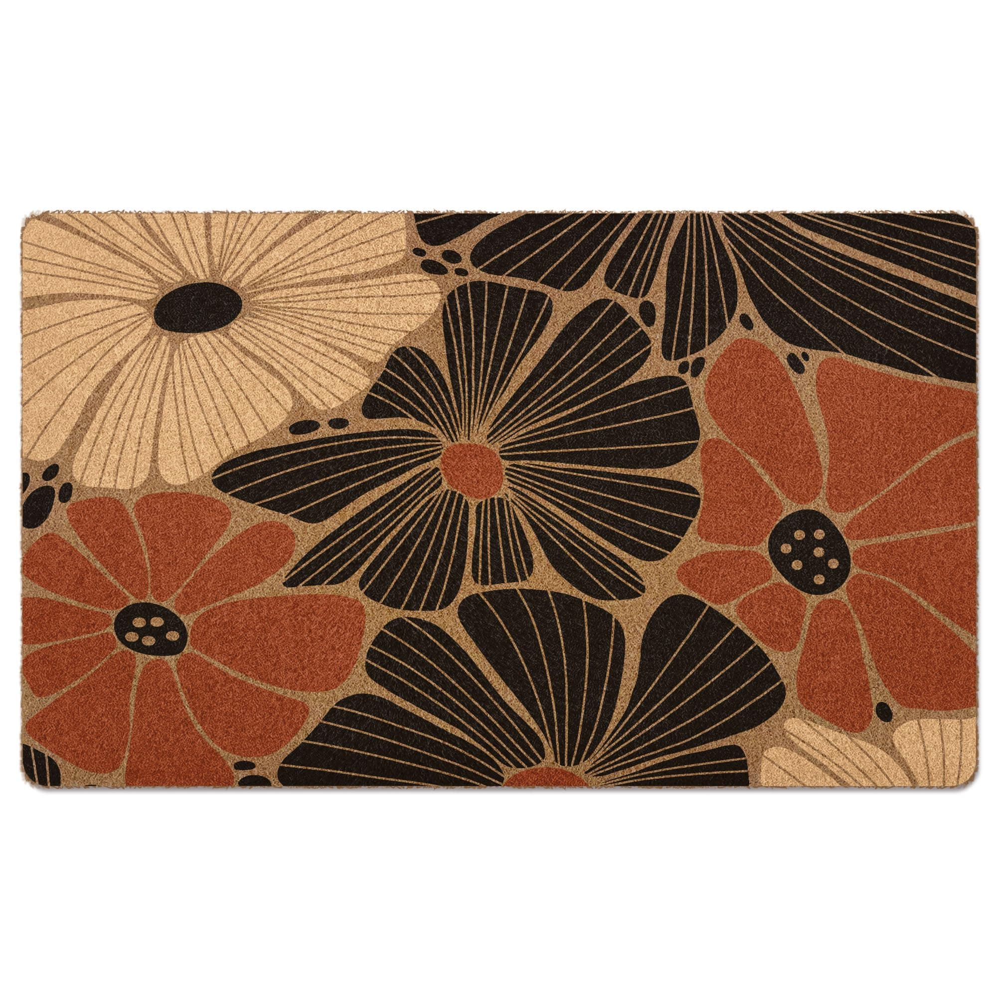 XLDLIOO Boho Floral Door Mat Doormat, Boho Abstract Flower Welcome Front Door Mat Indoor Outdoor Entrance, Abstract Floral Artificial Coir Doormats Rugs for Porch Patio Entryway Home Decor 30x17in