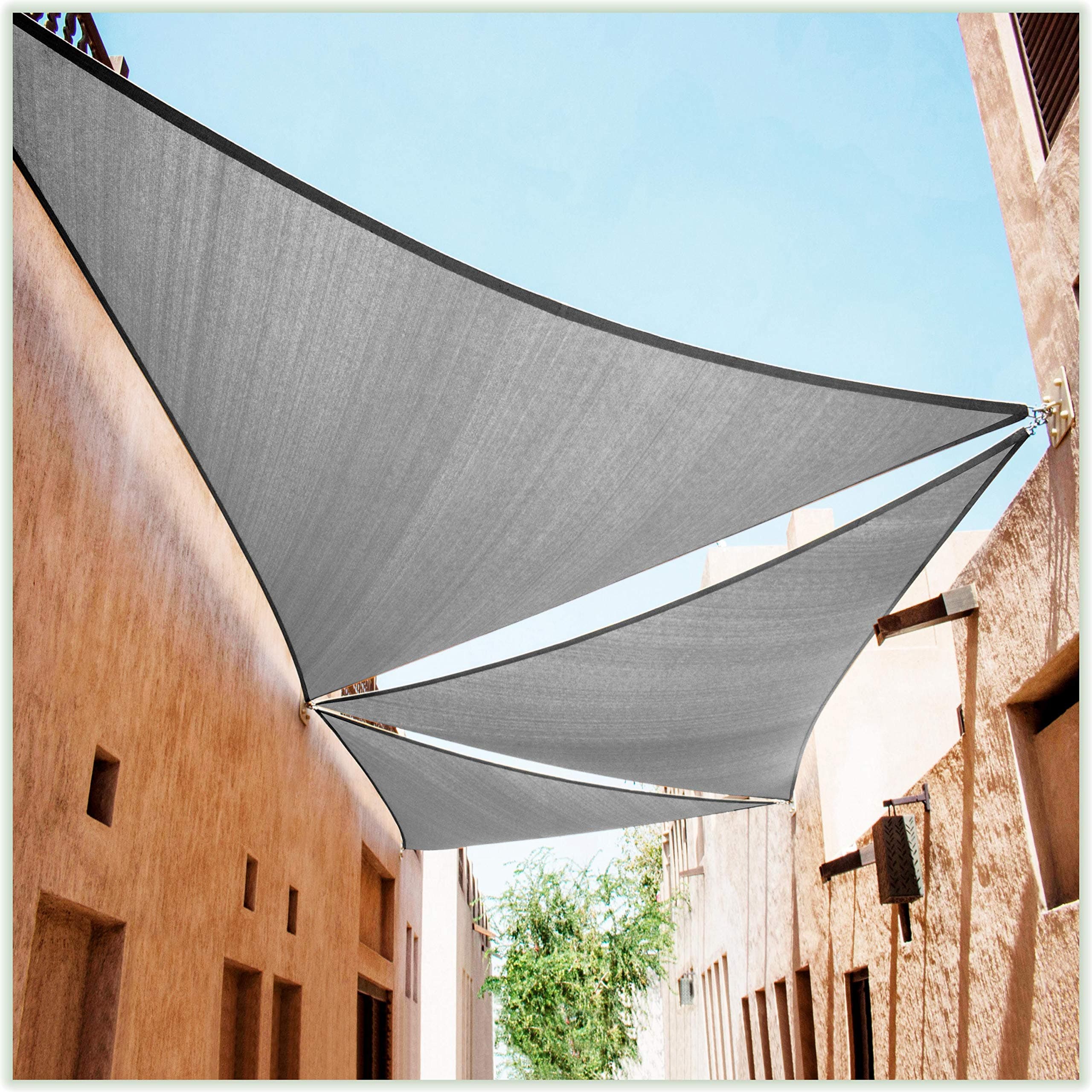ColourTree Custom Size Order to Make 12' x 12' x 12' Grey Triangle CTAPT28 Sun Shade Sail Canopy Mesh Fabric UV Block - Commercial Heavy Duty - 190 GSM - 3 Years Warranty