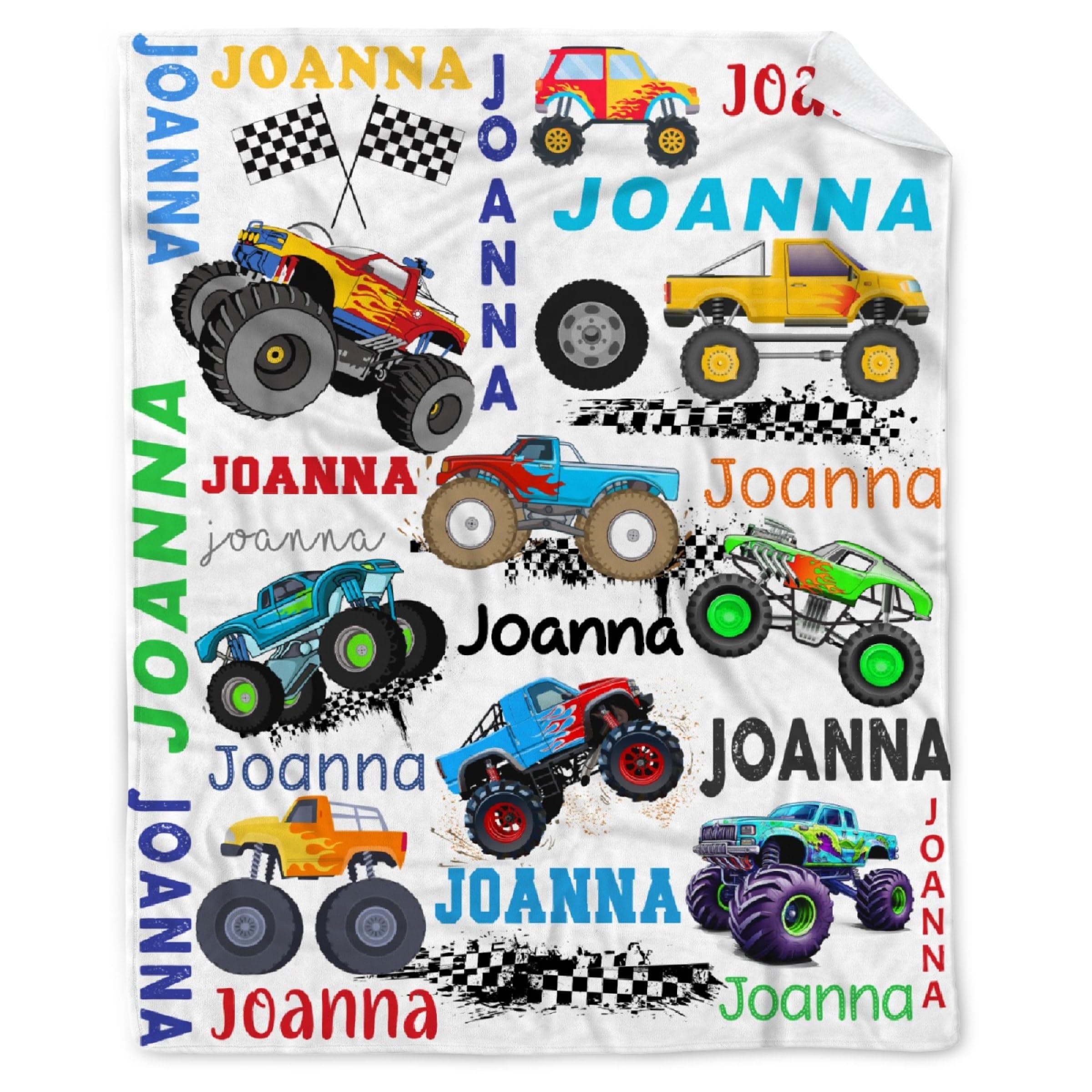 Personalized Trucks Blankets Gifts, Custom Trucks Toddler Blanket with Name for Boys Girls Blanket Gifts Receiving Blanket 30"x40" for Kid/Pet