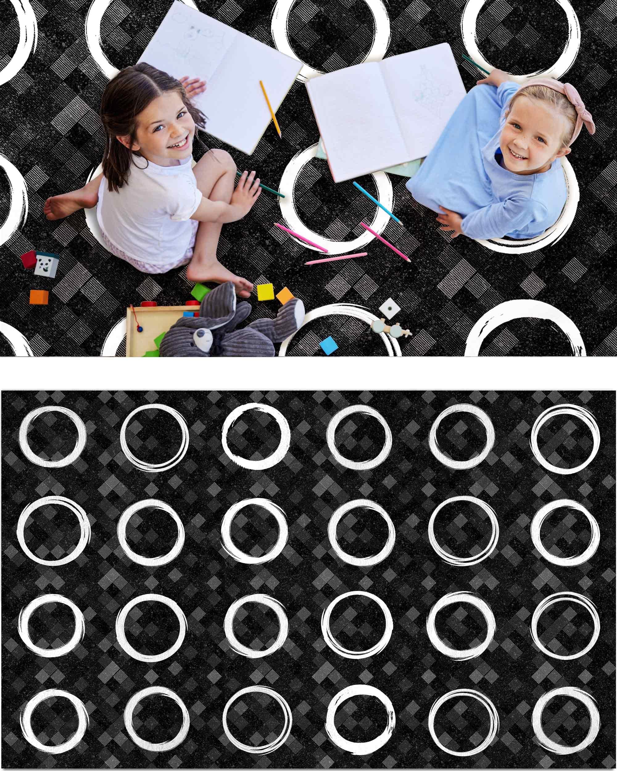 OLEEK Large Classroom Rug Elementary 8x10 - (Washable) Classroom Rugs for Kids Room - Classroom Carpet Elementary - Kids playroom Rug 8 x 10 - Preschool Rugs for Classroom - Schoolgirl Classroom Decor