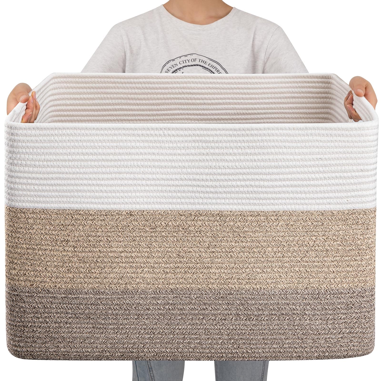 OIAHOMY 108L Extra Large Blanket Basket Dog Toy Basket Gradient Brown
