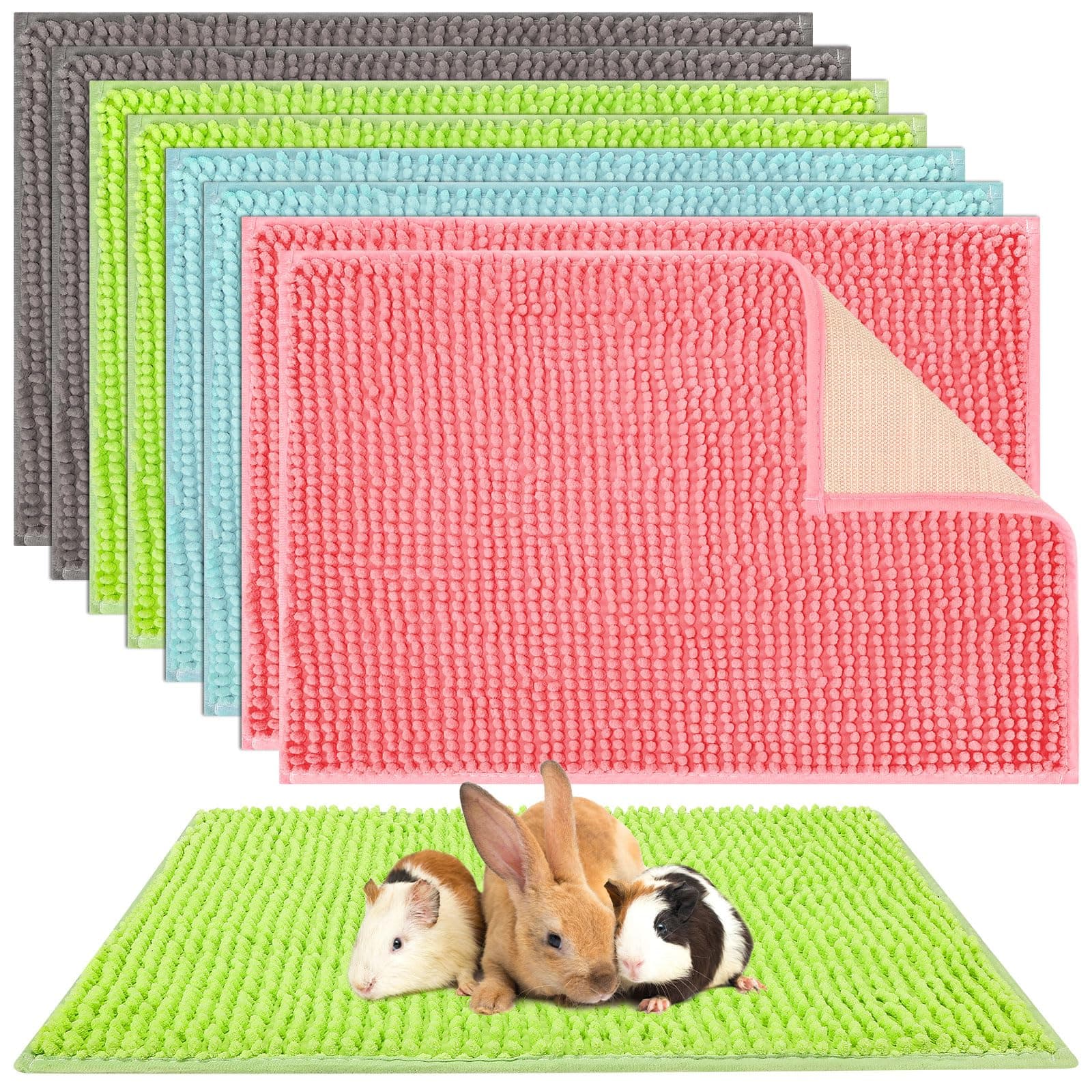 Barydat 8 Pcs Guinea Pig Cage Liner 24x16'' Washable Rabbit Fleece Mat