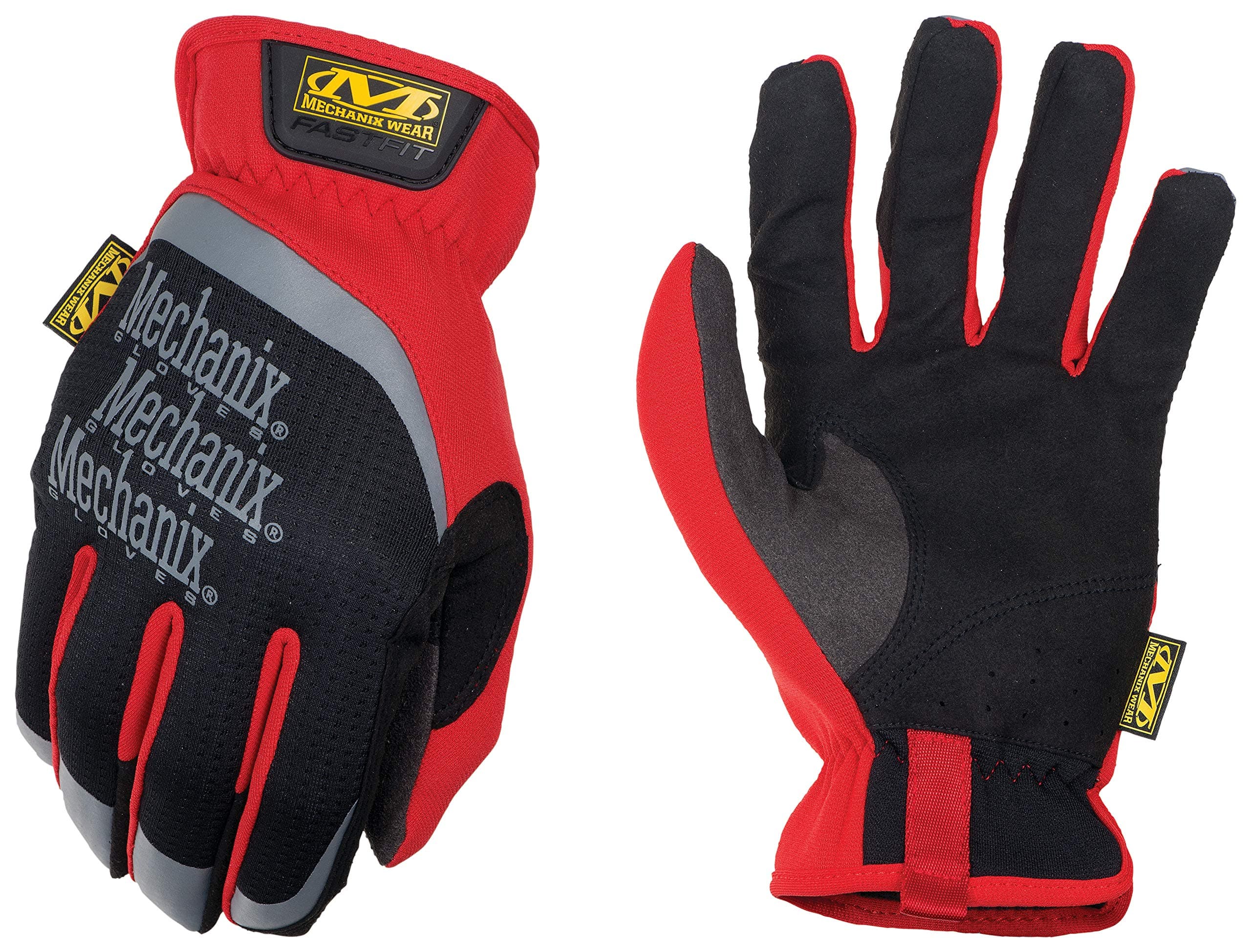 Mechanix Wear: FastFit Work Glove with Elastic Cuff for Secure Fit, Performance Gloves for Multi-Purpose Use, Touchscreen Capable Safety Gloves for Men (Red, Large)