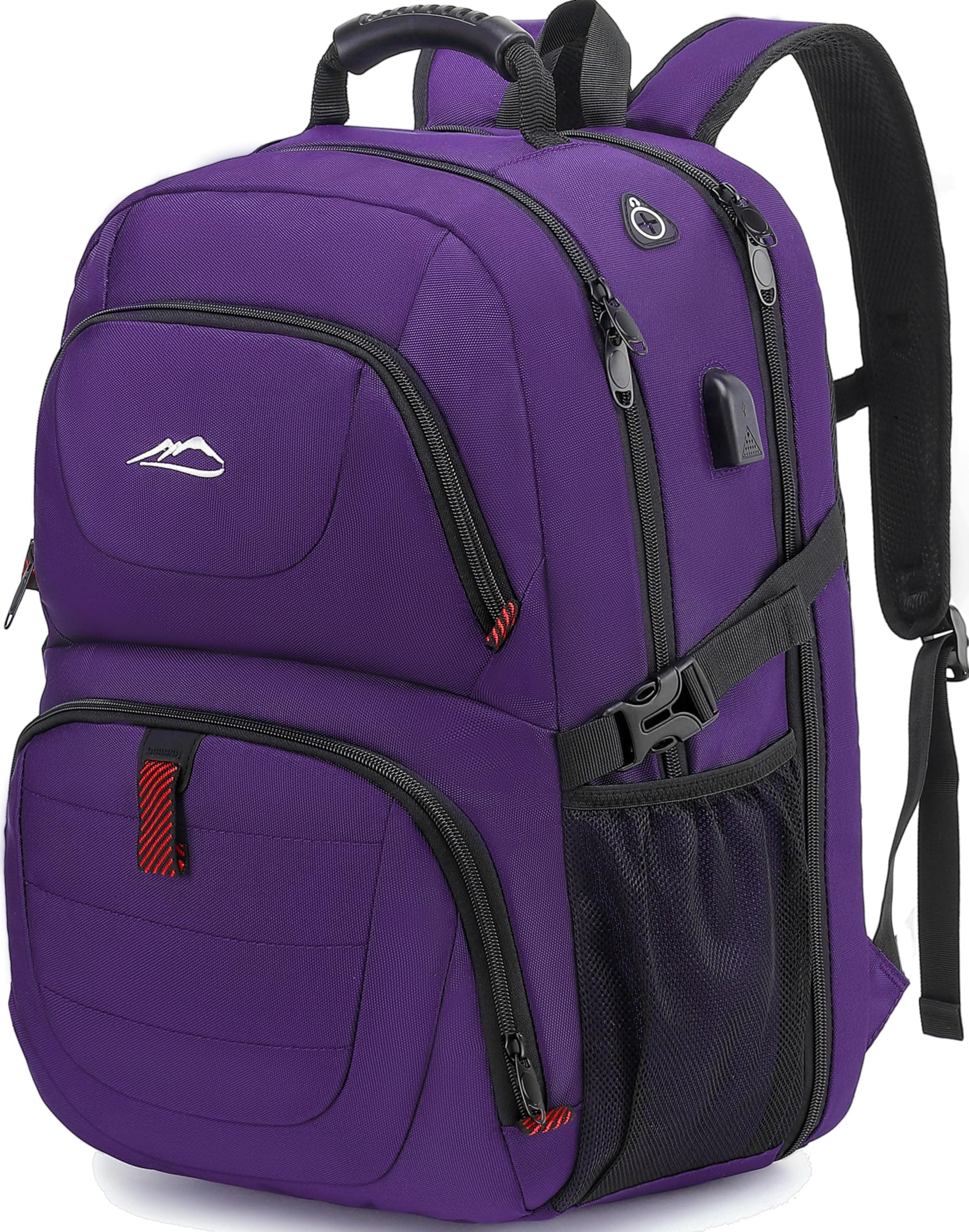 ProEtrade Travel Extra Large Laptop Backpack School Business Anti Theft Bookbag Fits 17 18.4 Inch with USB Charging Port, Purple, 18.4 Inch