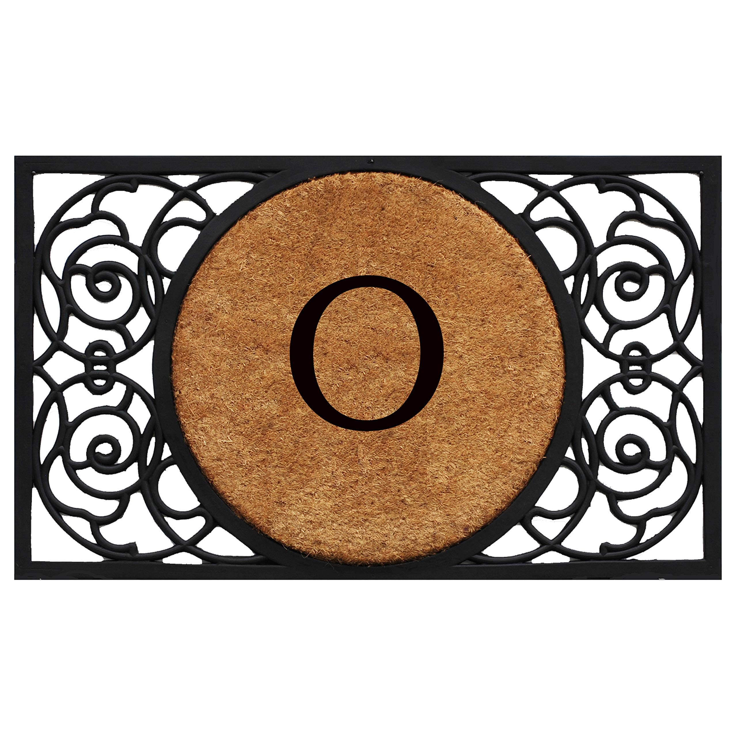 Home & More 180031830O Armada Circle Doormat, 18" x 30", Monogrammed Letter O, Natural/Black